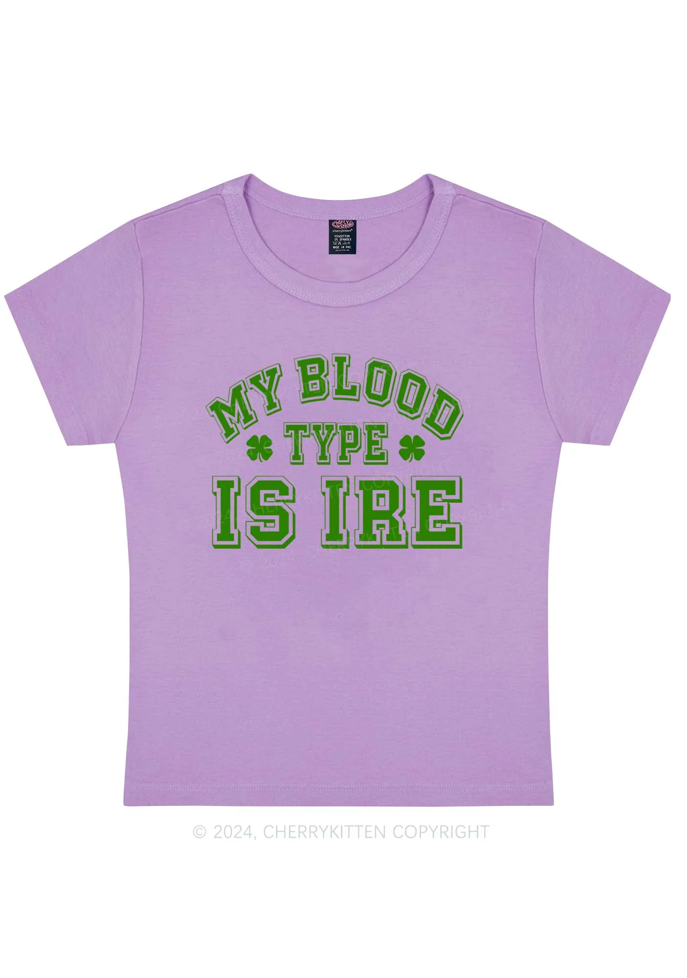 Blood Type Is Ire St Patricks Y2K Baby Tee Cherrykitten - Image 8