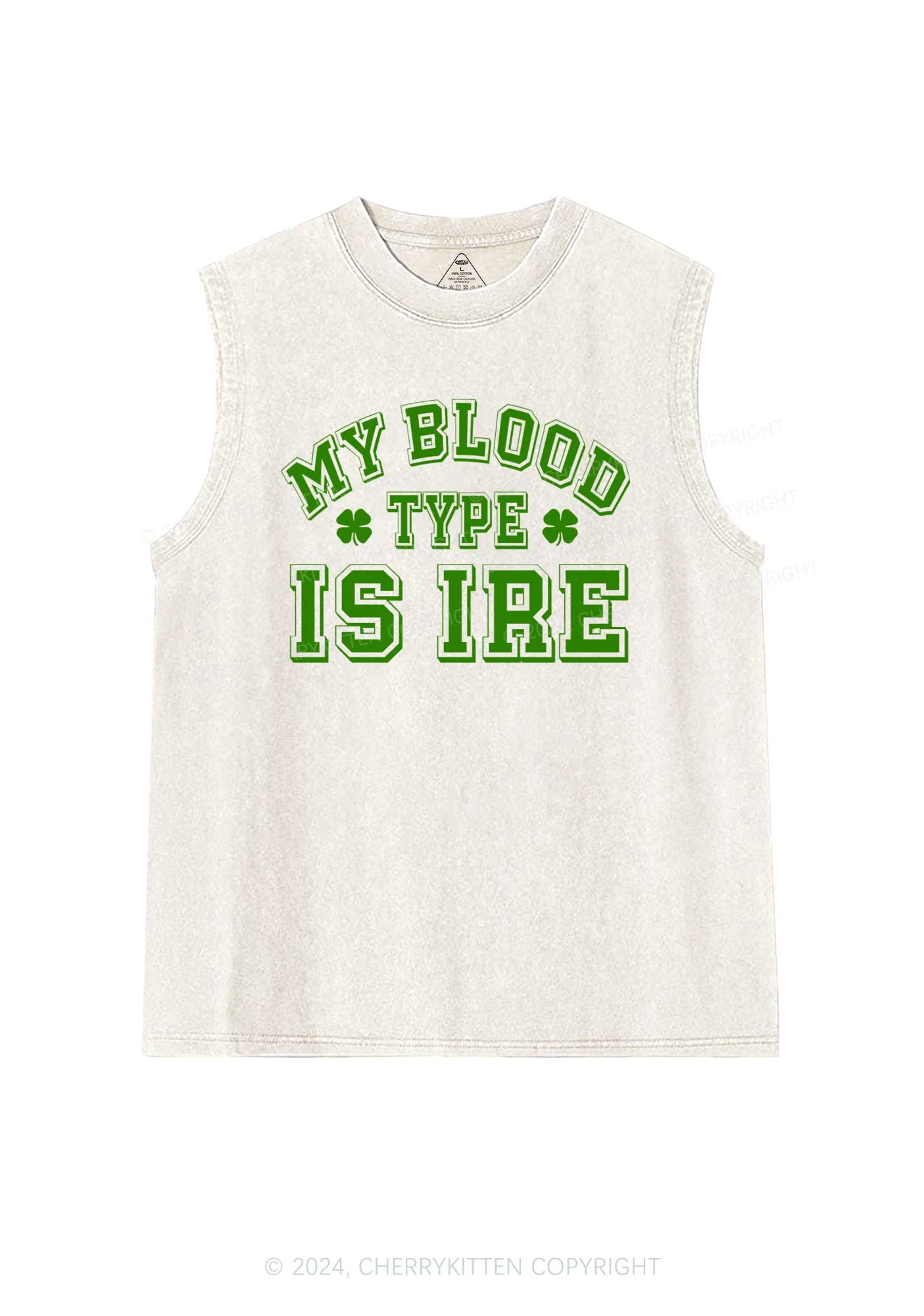 Blood Type Is Ire St Patricks Y2K Washed Tank Cherrykitten - Image 4