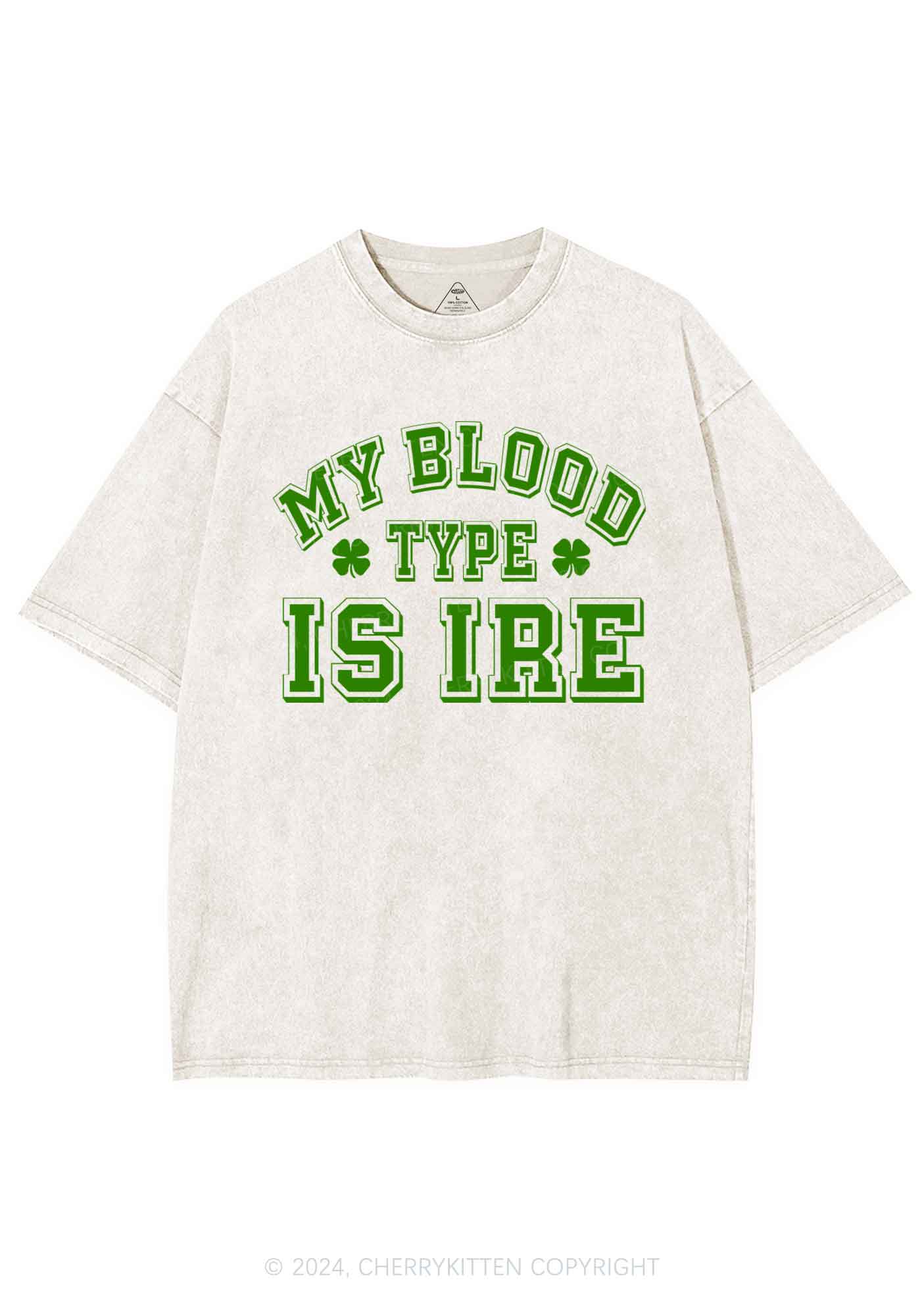 Blood Type Is Ire St Patricks Y2K Washed Tee Cherrykitten - Image 6