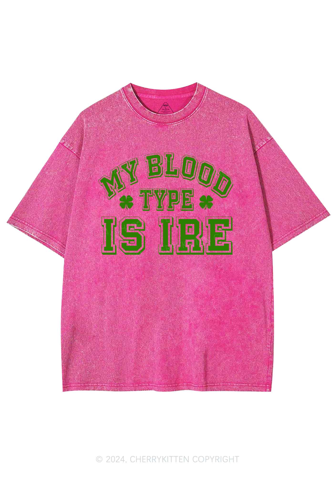 Blood Type Is Ire St Patricks Y2K Washed Tee Cherrykitten - Image 7