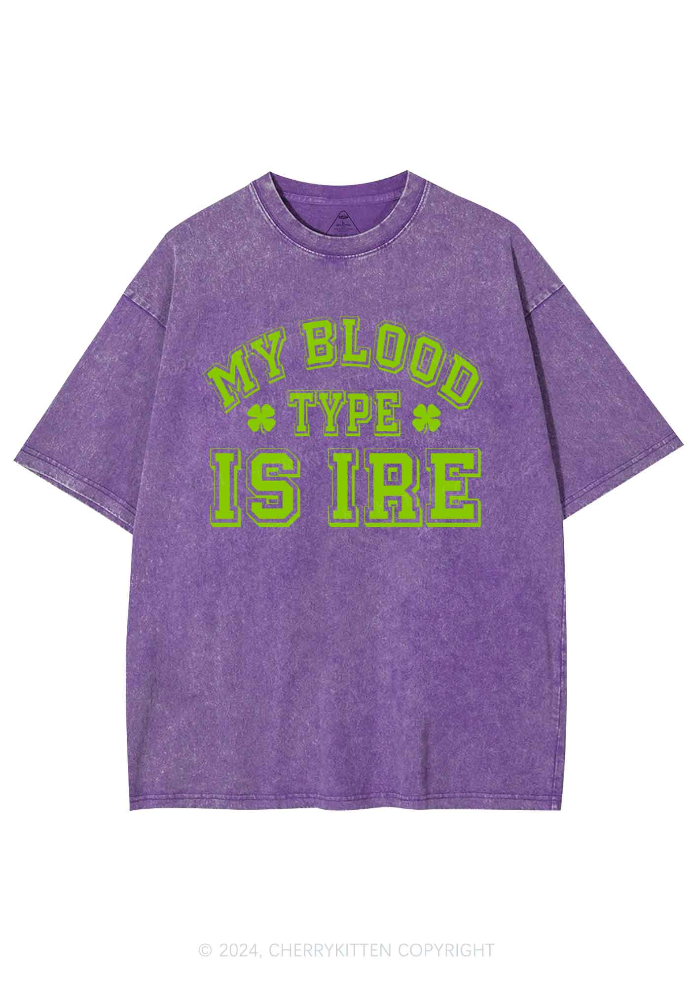 Blood Type Is Ire St Patricks Y2K Washed Tee Cherrykitten - Image 8