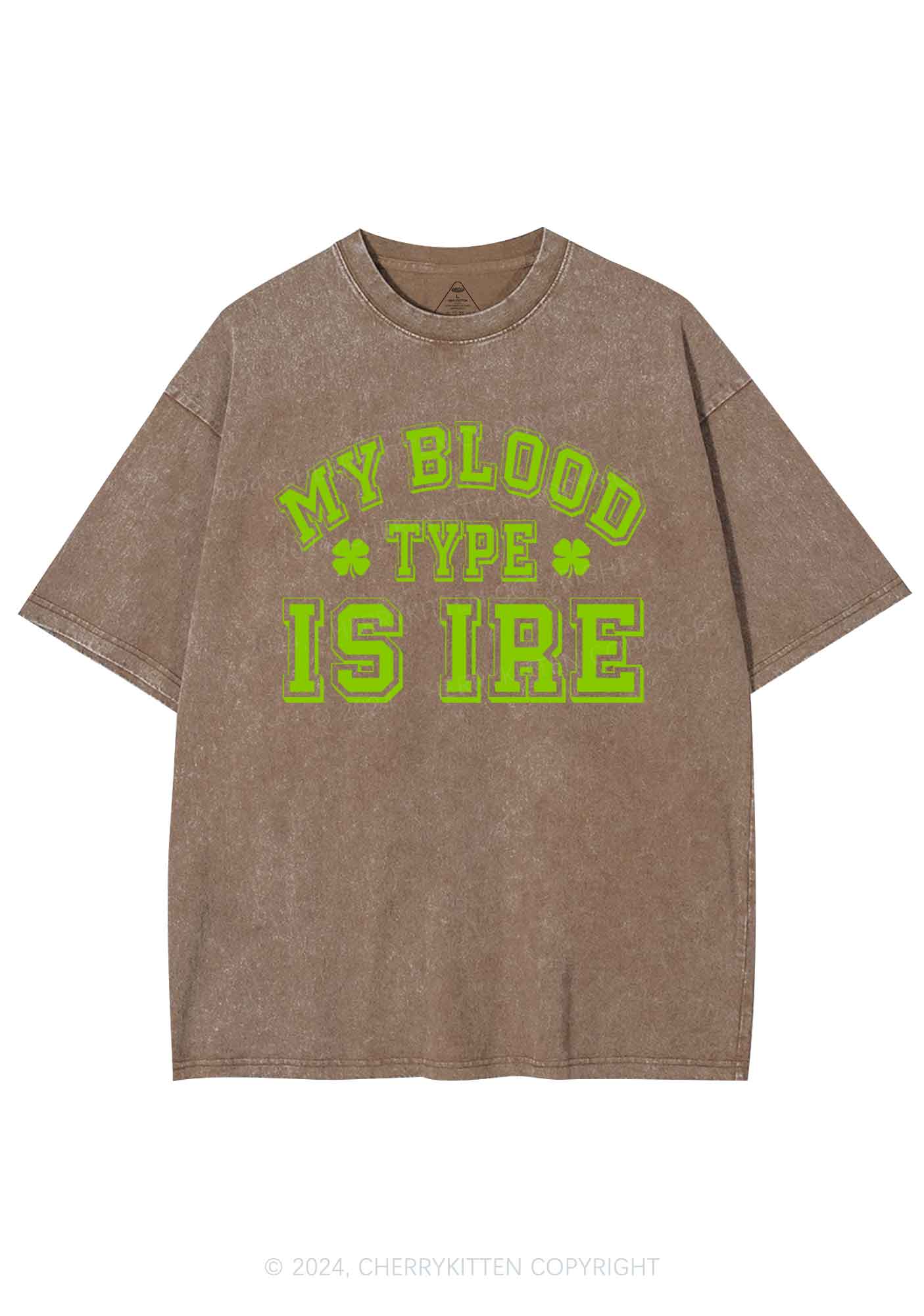 Blood Type Is Ire St Patricks Y2K Washed Tee Cherrykitten - Image 9
