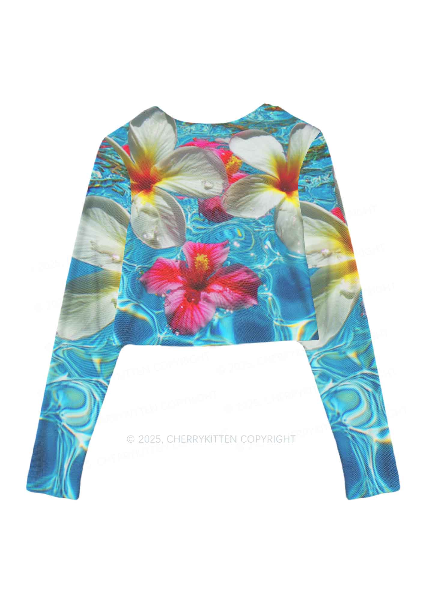 Blooming Floral Y2K Mesh Long Sleeve Crop Top Cherrykitten - Image 3
