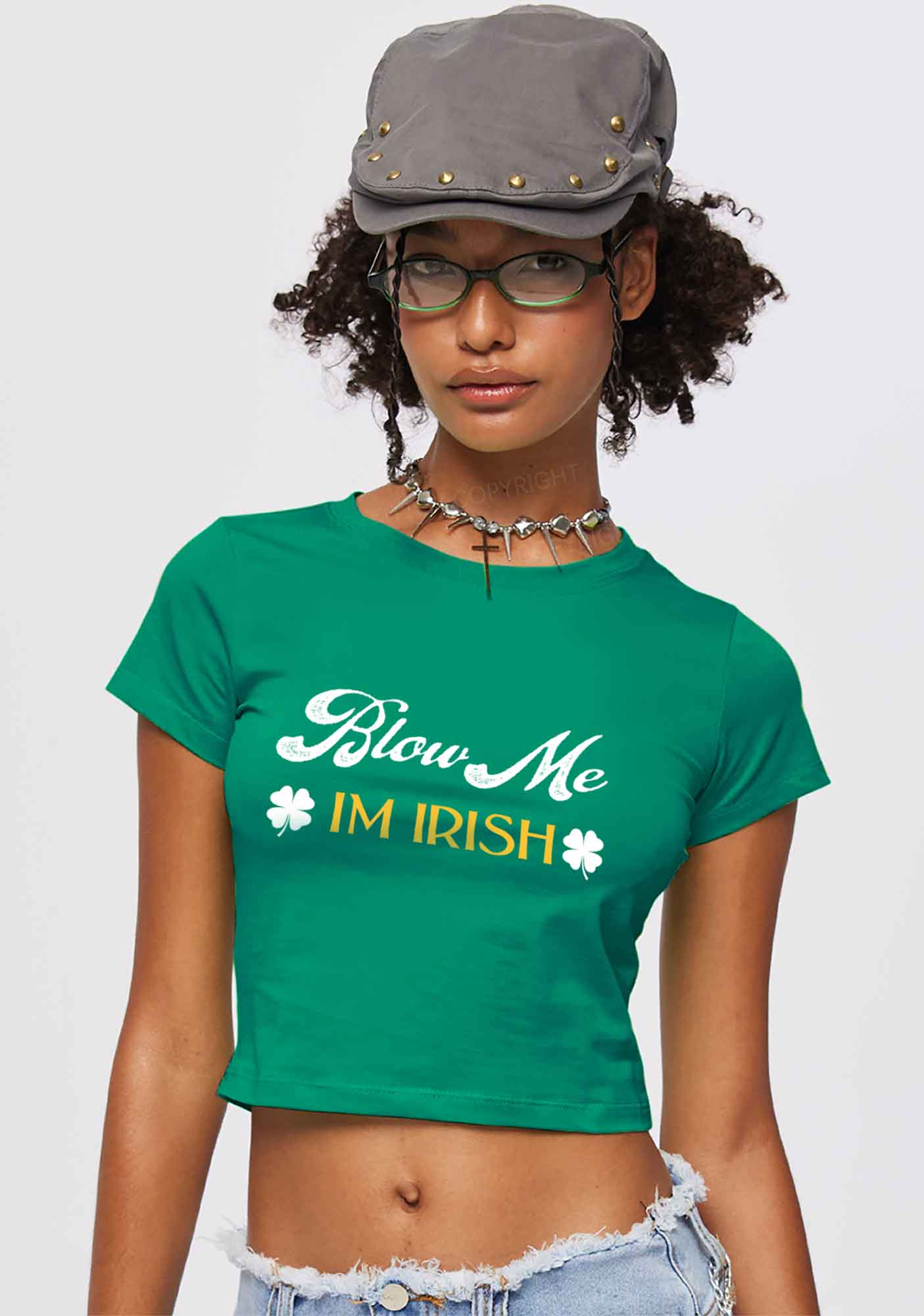 Blow Me Im Irish St Patricks Y2K Baby Tee Cherrykitten - Image 2