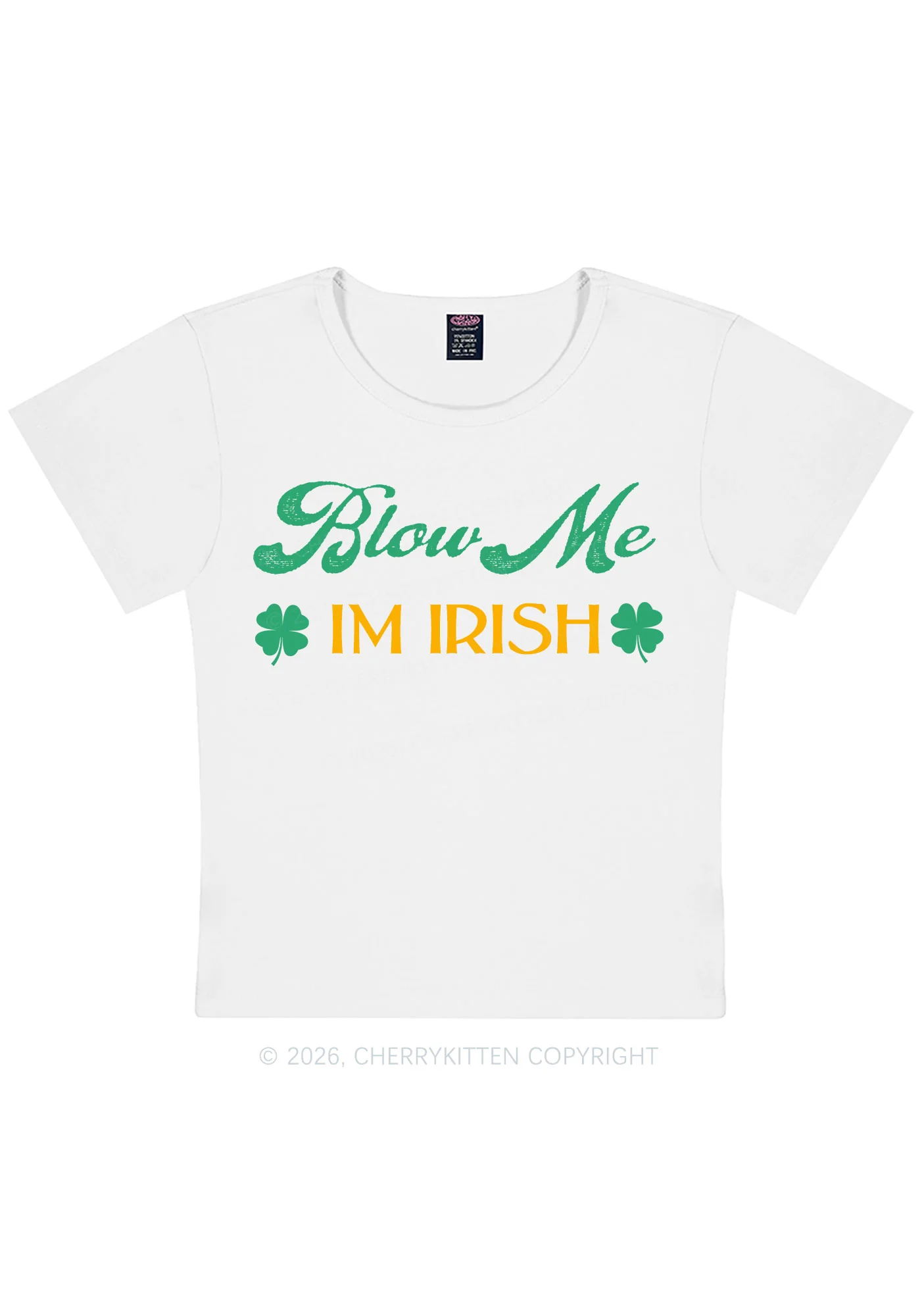 Blow Me Im Irish St Patricks Y2K Baby Tee Cherrykitten - Image 4