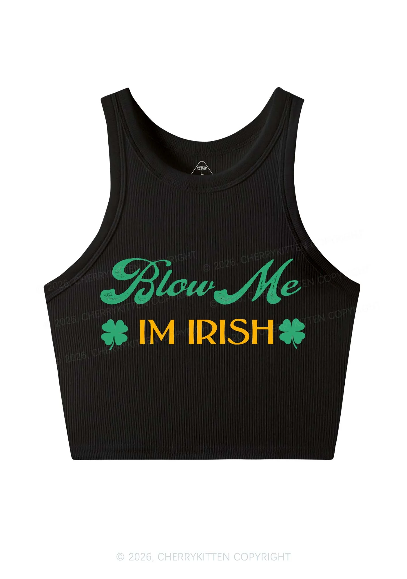 Blow Me Im Irish St Patricks Y2K Crop Tank Top Cherrykitten - Image 3