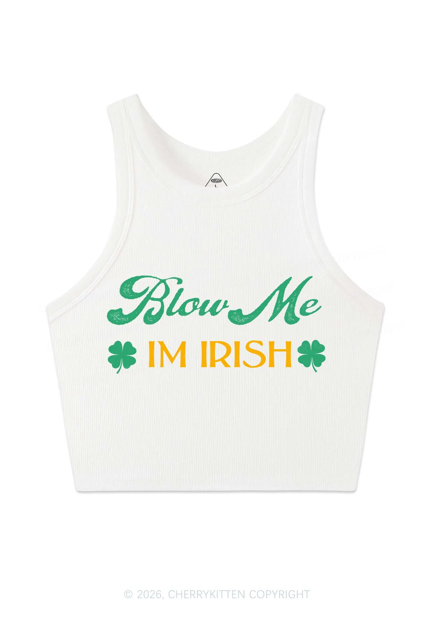 Blow Me Im Irish St Patricks Y2K Crop Tank Top Cherrykitten - Image 4