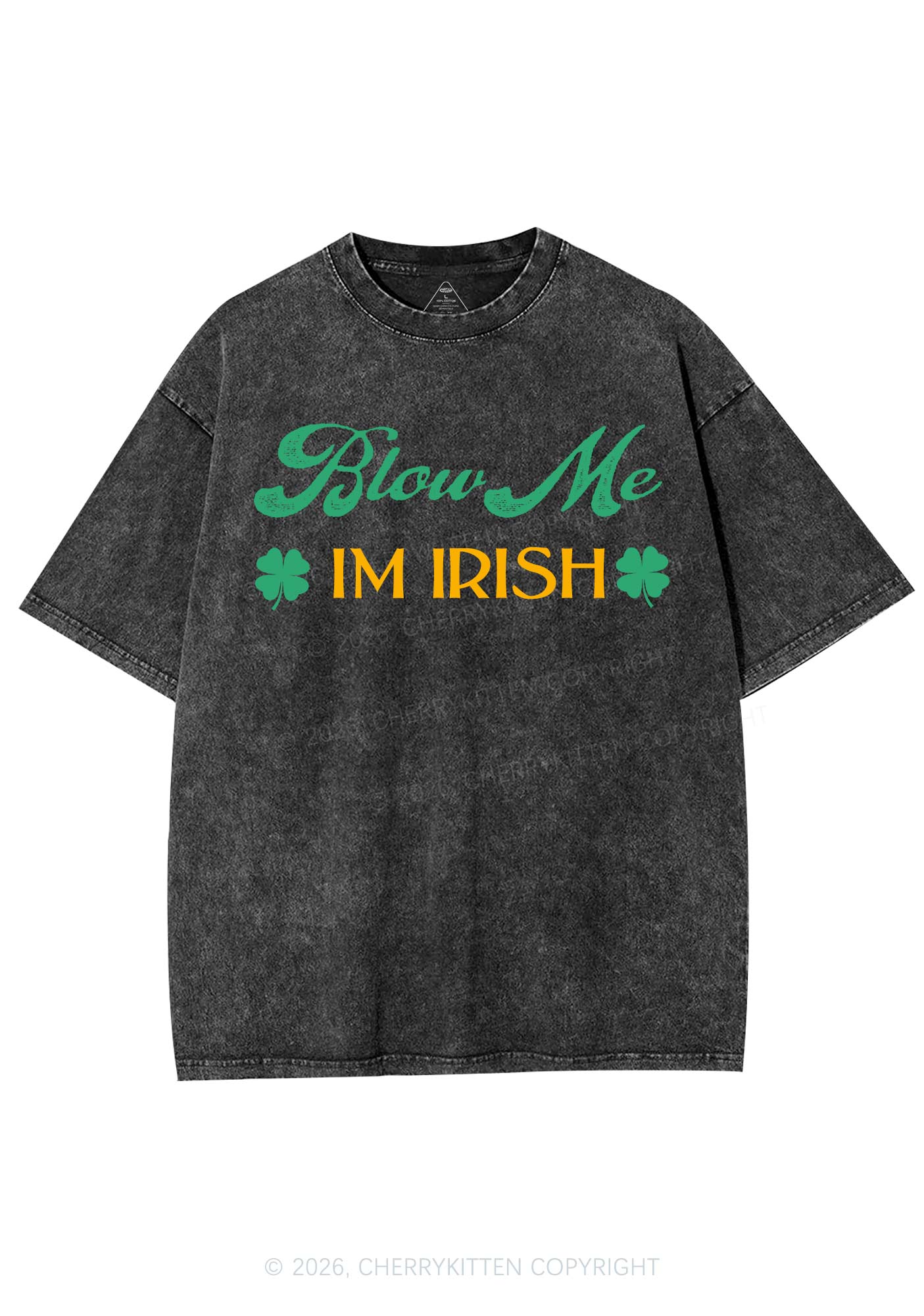 Blow Me Im Irish St Patricks Y2K Shirts Washed Tee Cherrykitten - Image 3