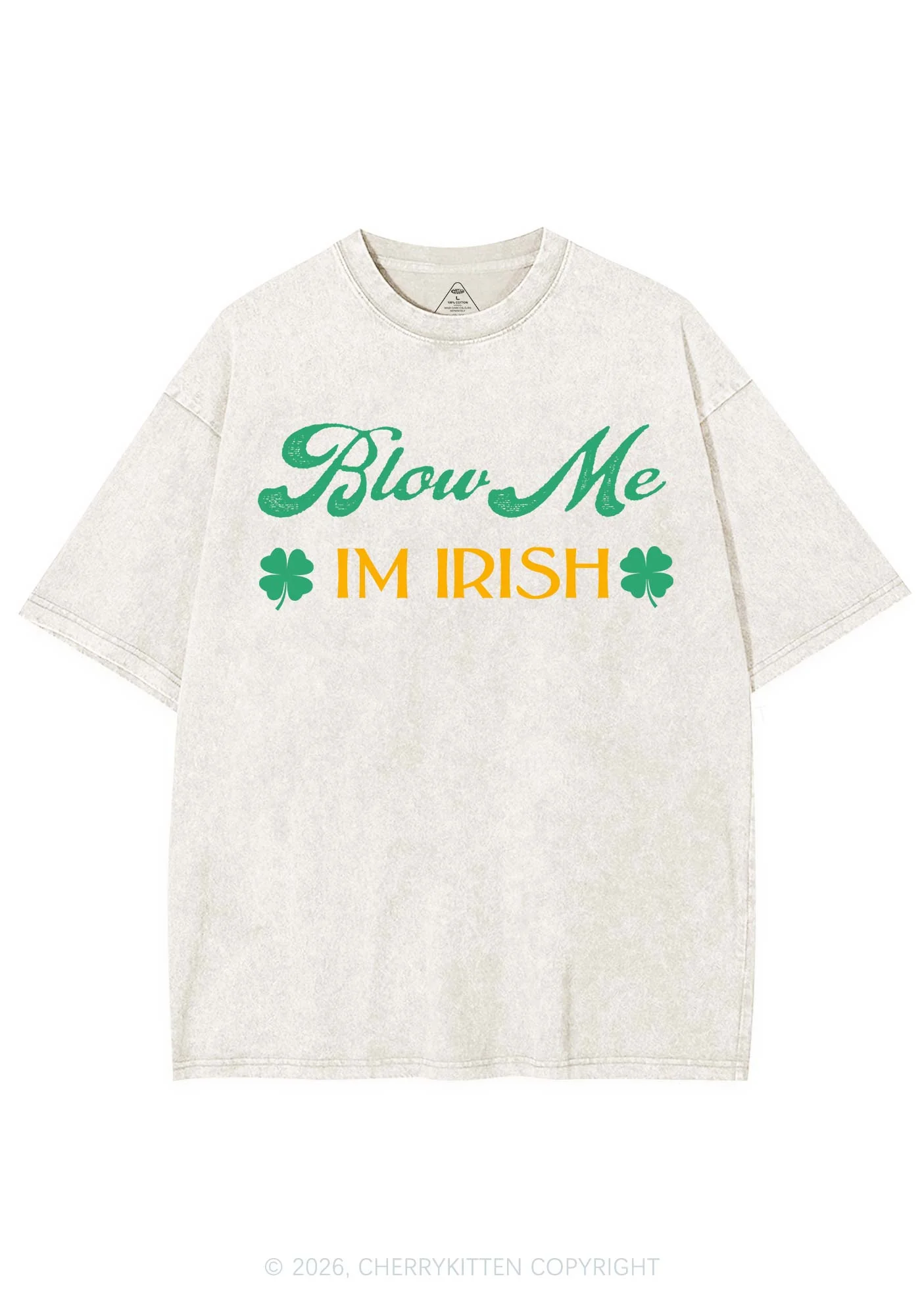 Blow Me Im Irish St Patricks Y2K Shirts Washed Tee Cherrykitten - Image 4