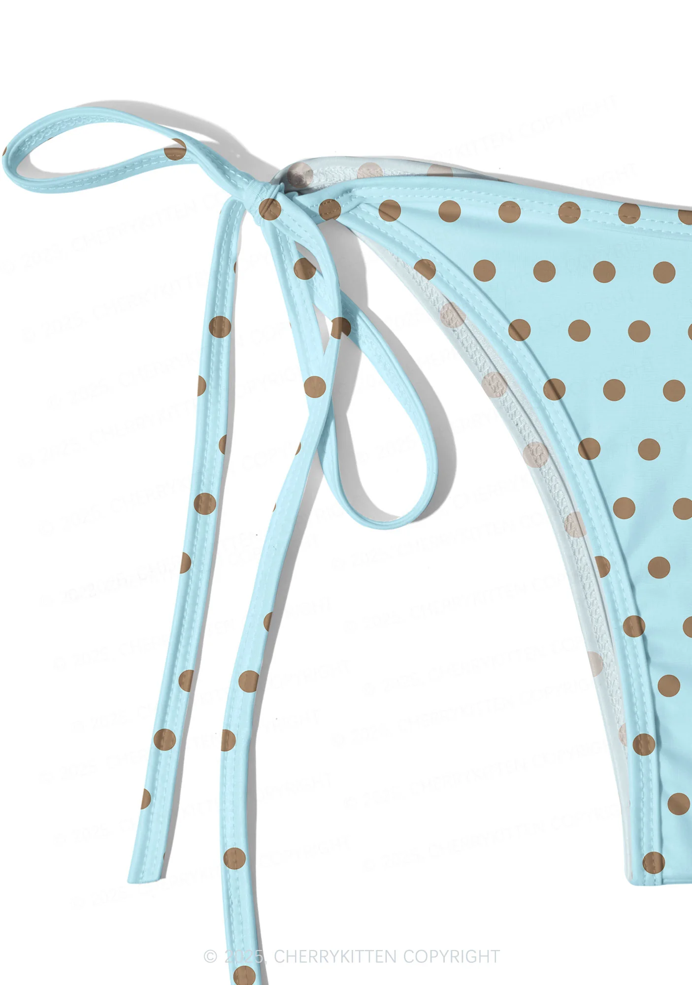 Blue And Brown Dots Y2K Print Bikini Set Cherrykitten - Image 5