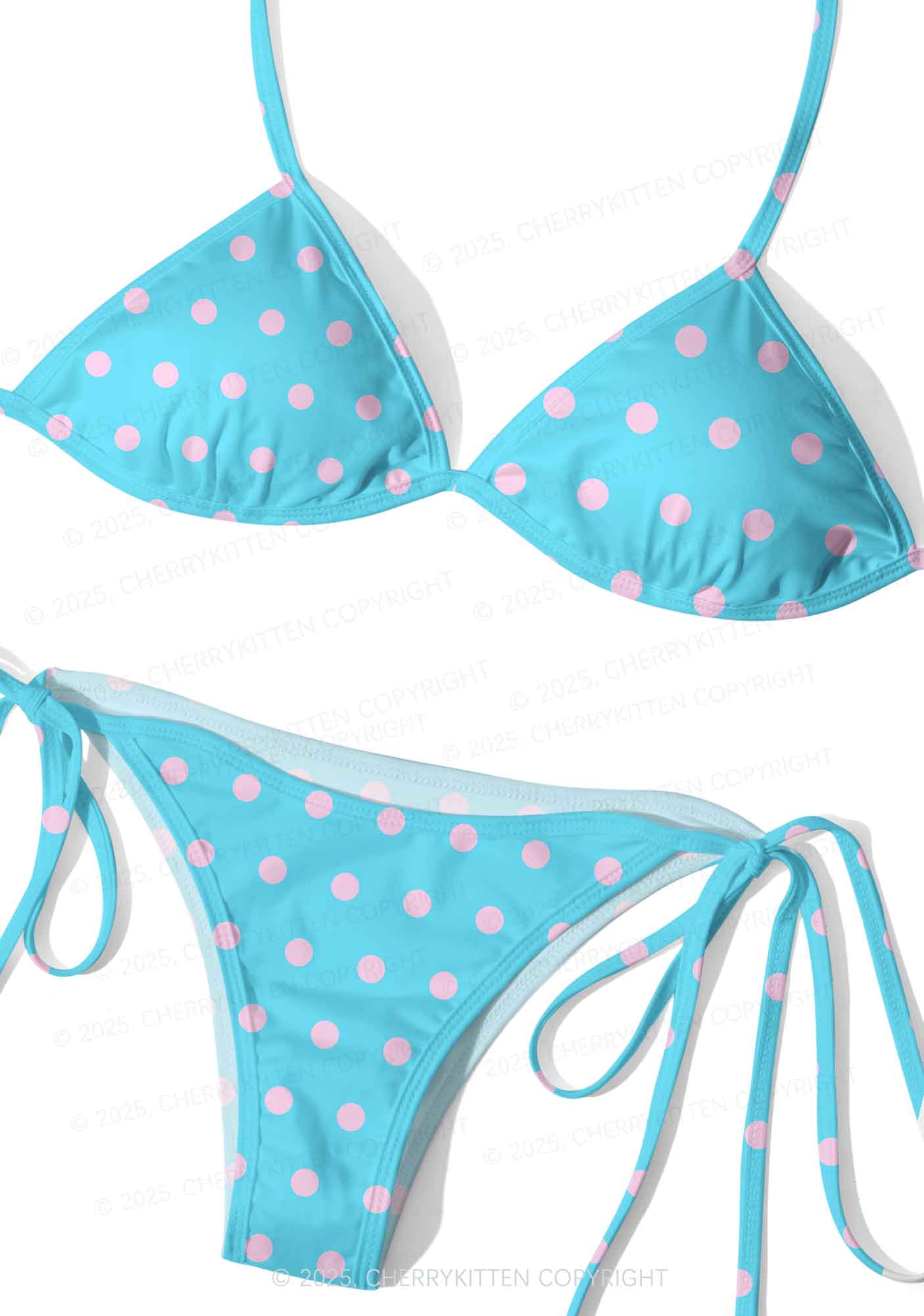 Blue And Pink Dots Y2K Print Bikini Set Cherrykitten - Image 3