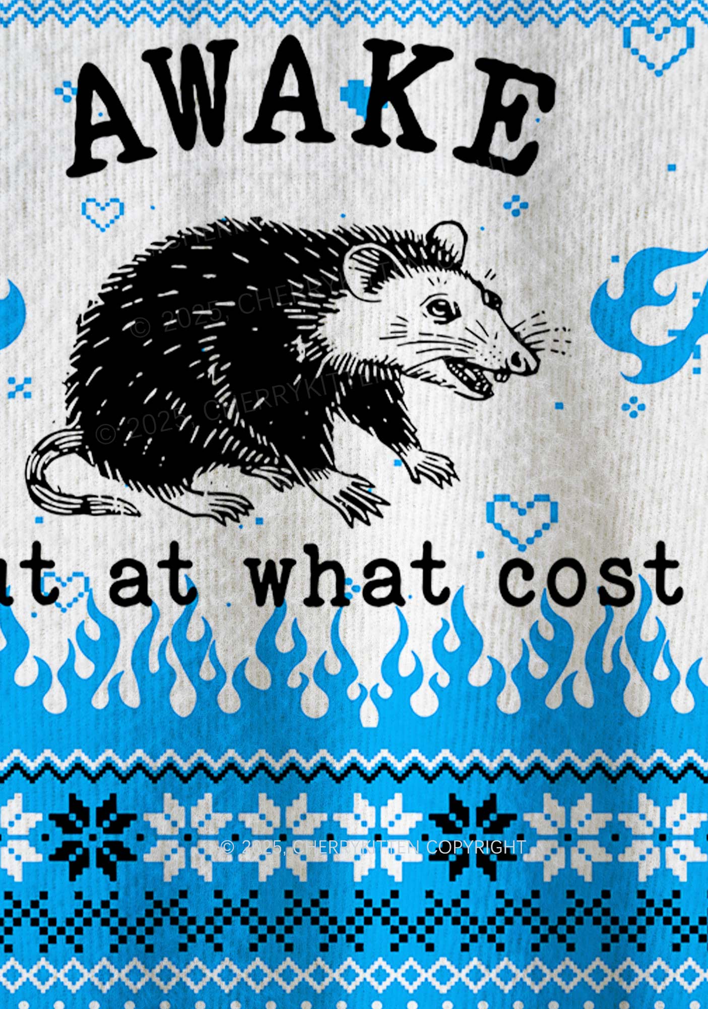 Blue Awake But What Cost Y2K Christmas Knit Sweatshirt Cherrykitten - Image 6