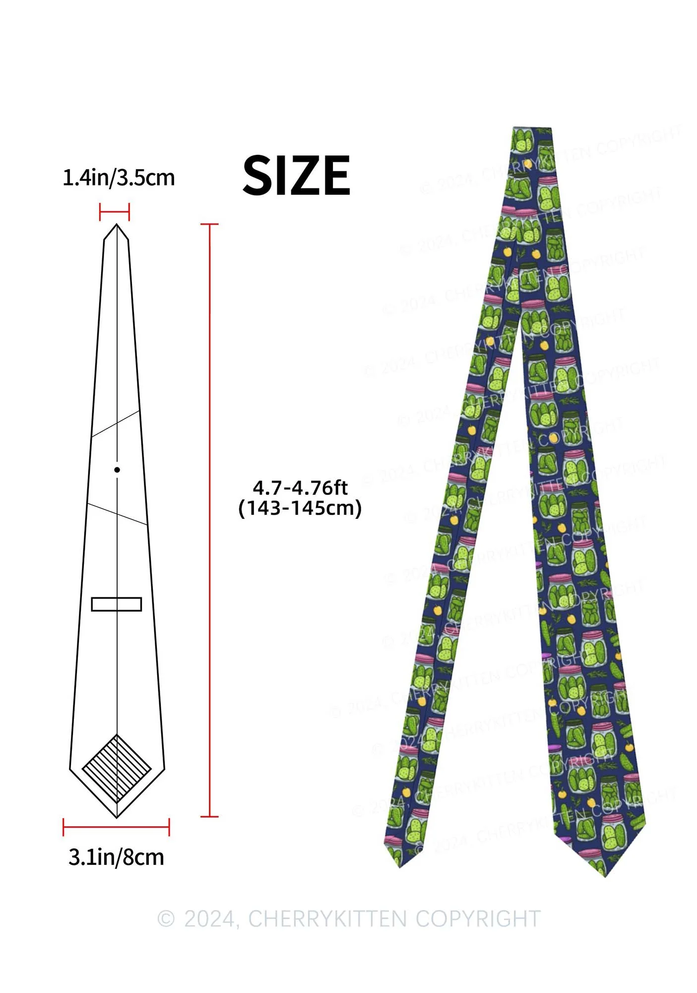 Blue Canned Pickles Y2K Necktie Cherrykitten - Image 2