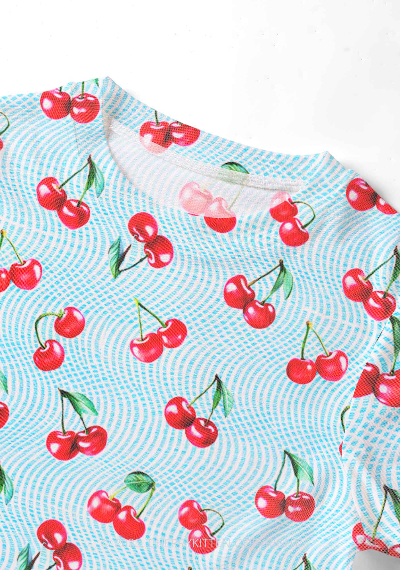 Blue Cherry Y2K Mesh Crop Top Cherrykitten - Image 2