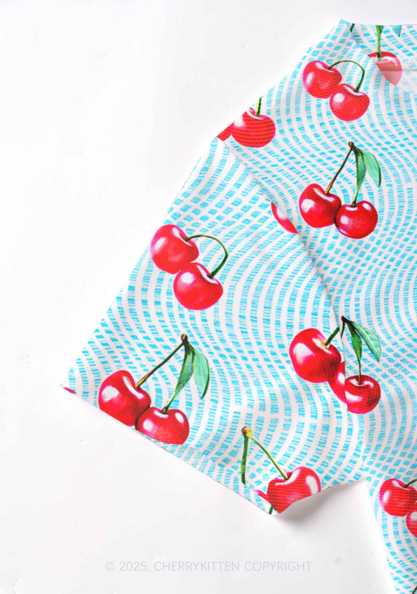 Blue Cherry Y2K Mesh Crop Top Cherrykitten - Image 3