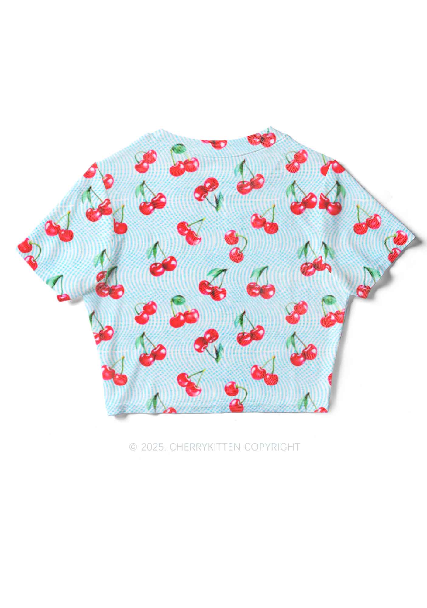 Blue Cherry Y2K Mesh Crop Top Cherrykitten - Image 4
