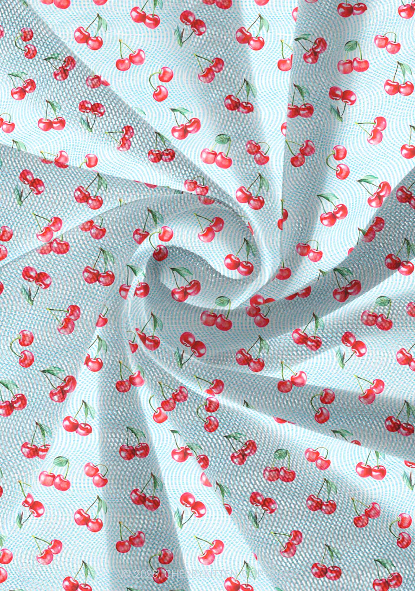 Blue Cherry Y2K Print Mini Layered Skirt Cherrykitten - Image 4