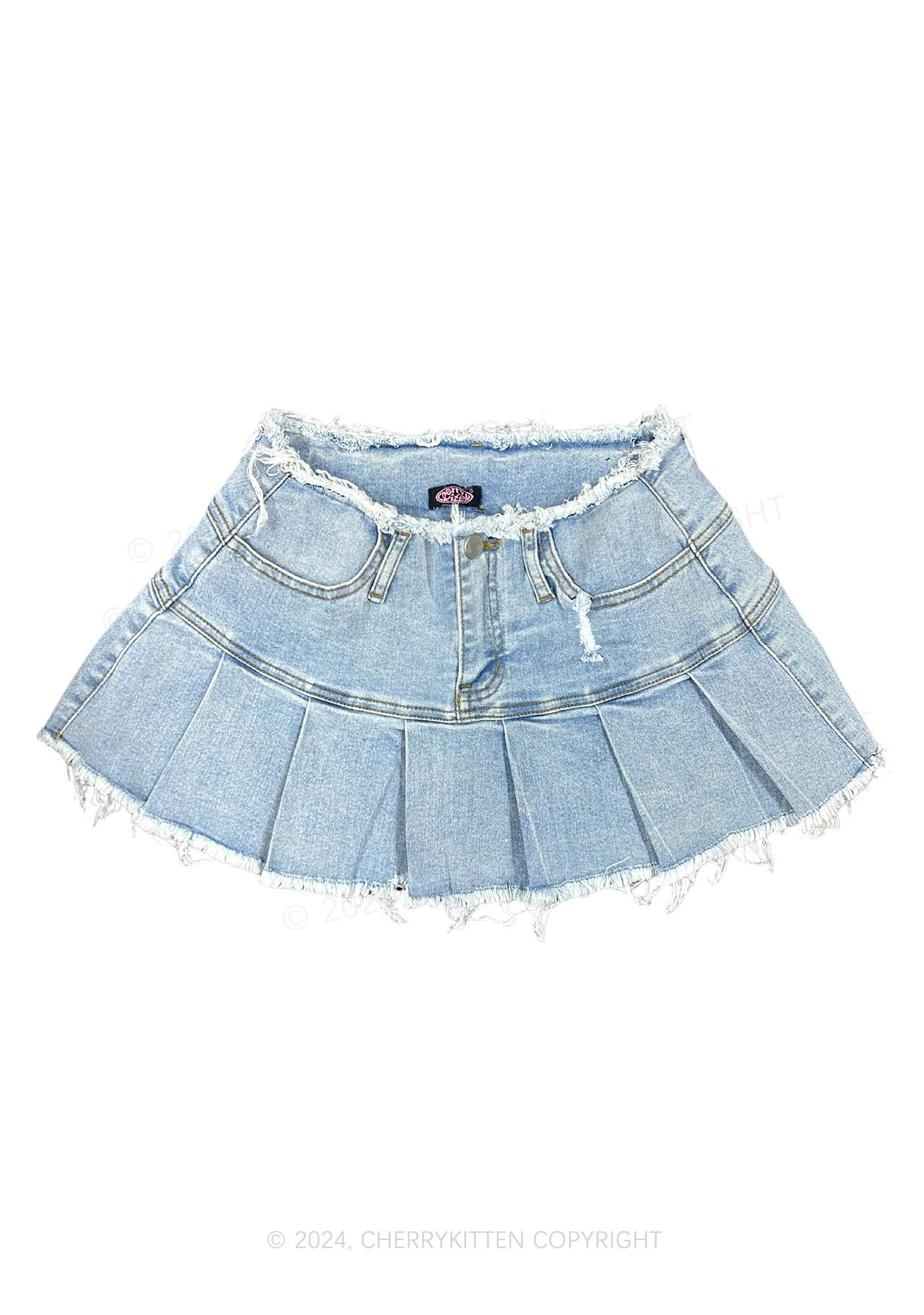 Blue Denim Y2K Mini Skirt Cherrykitten - Image 2