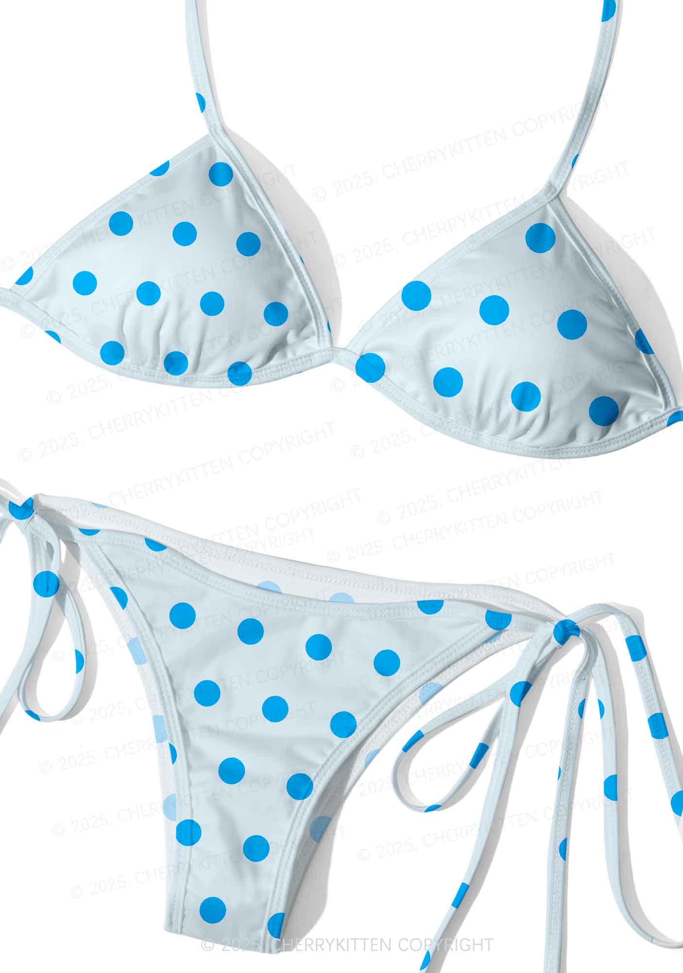 Blue Dots On Light Back Y2K Print Bikini Set Cherrykitten - Image 3