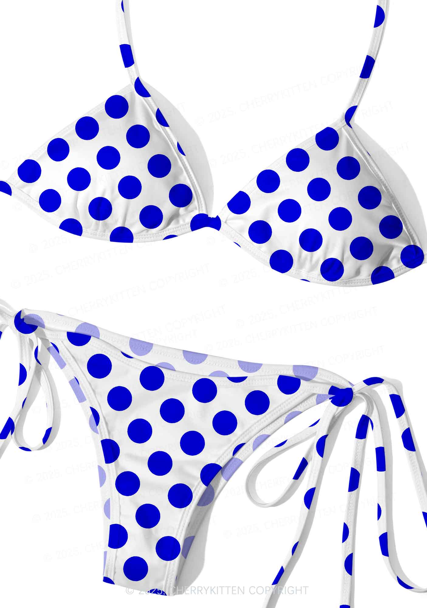 Blue Dotty Y2K Print Bikini Set Cherrykitten - Image 3