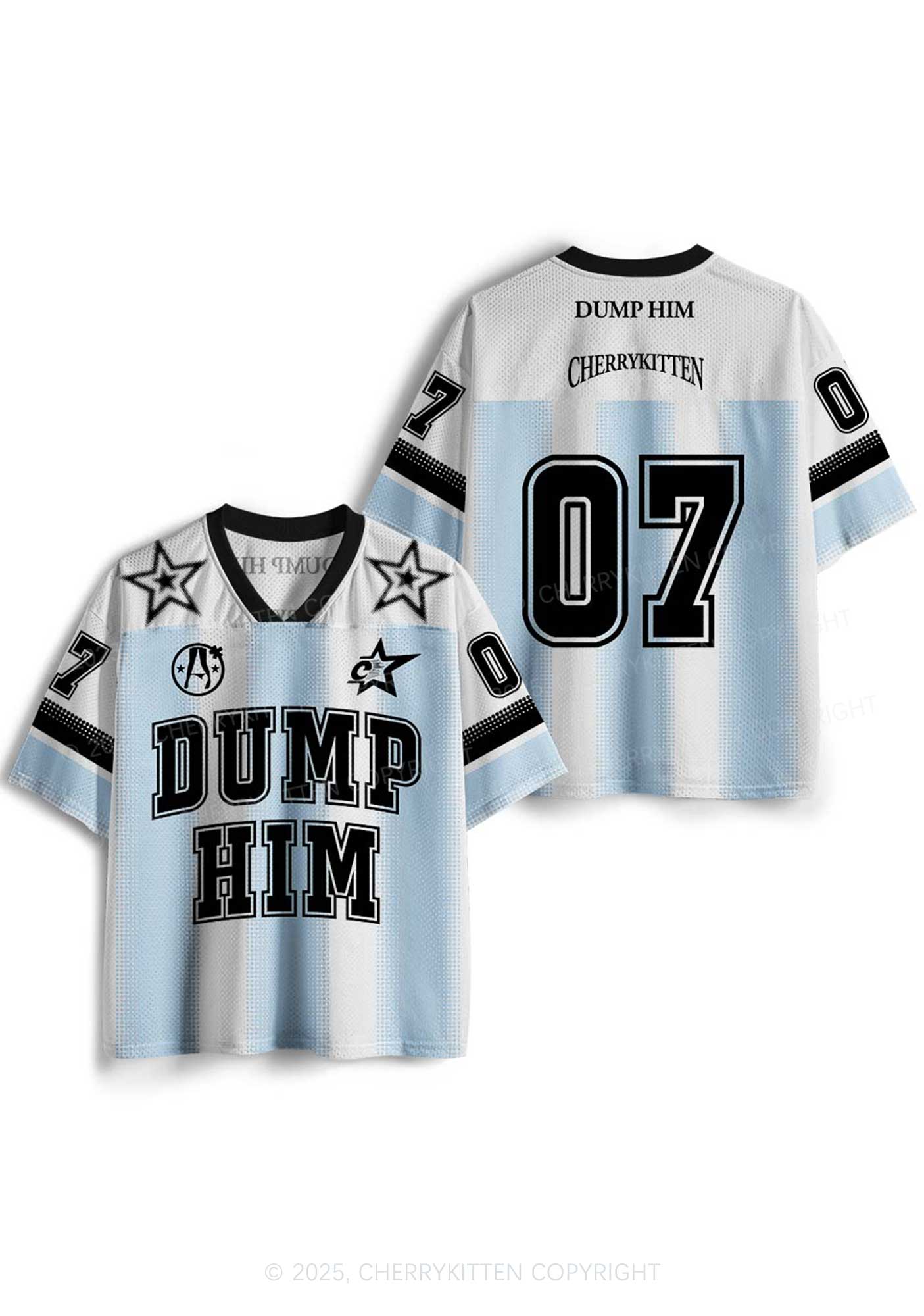 Custom Blue Dump Him Y2K Mesh Jersey Shirts Cherrykitten - Image 3