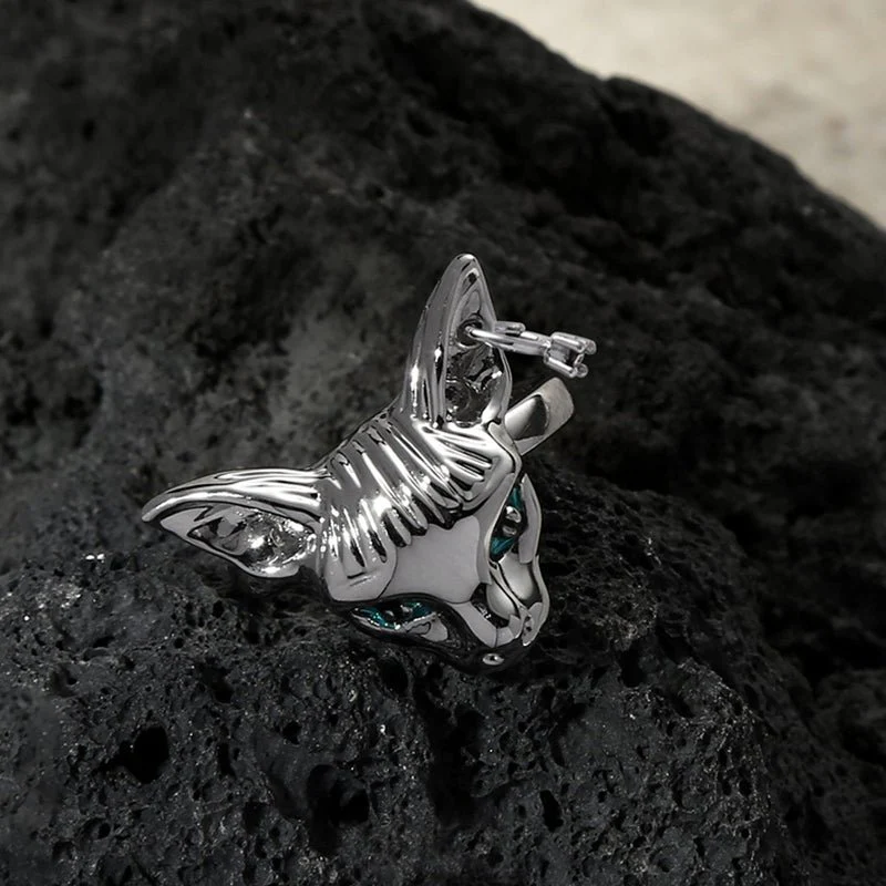 Blue Eyes Silver Cat Ring - Image 3