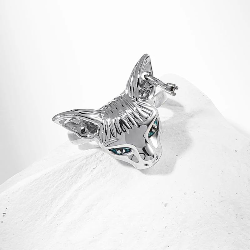 Blue Eyes Silver Cat Ring - Image 4