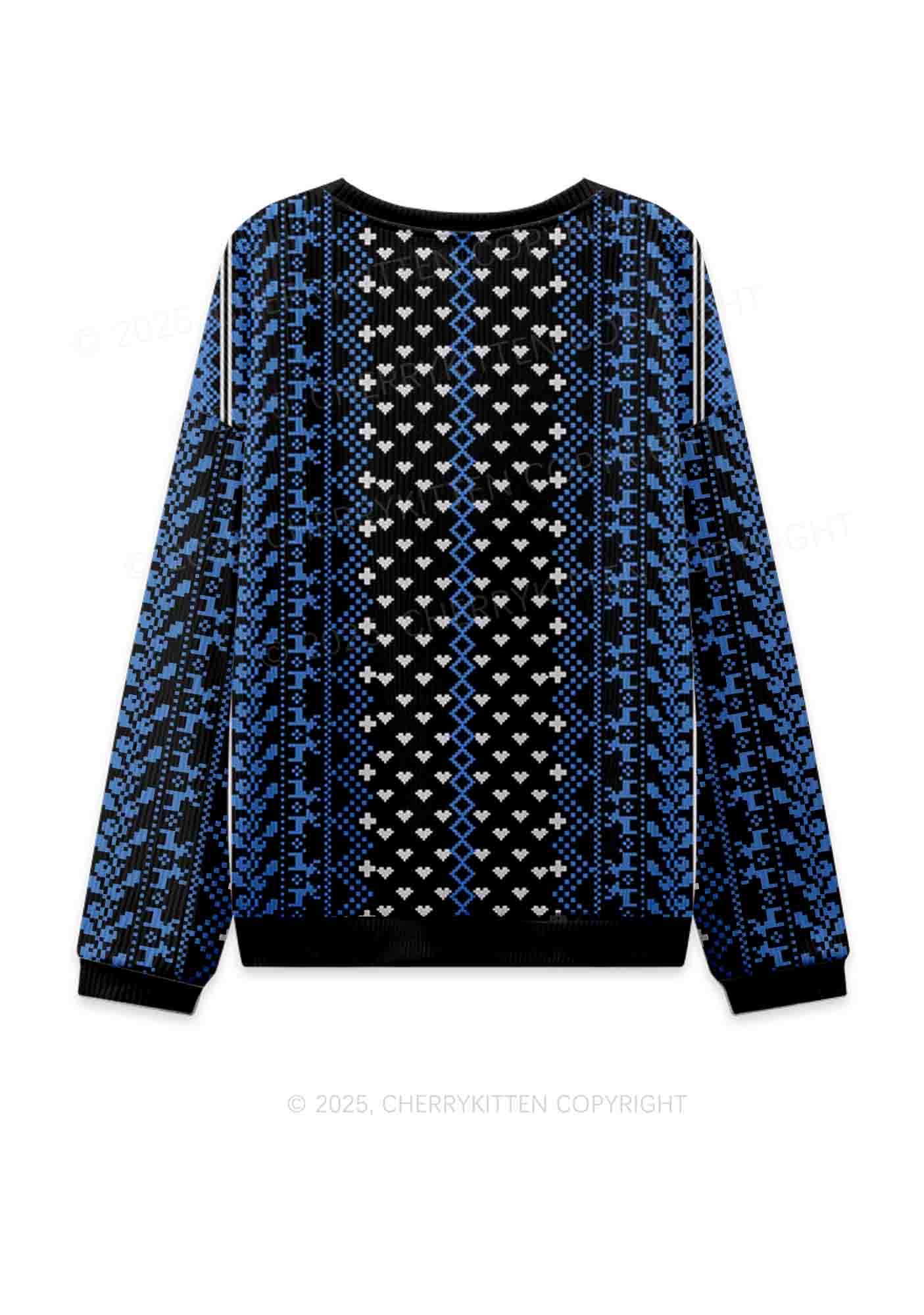 Blue Faggot Pride Y2K Christmas Knit Sweatshirt Cherrykitten - Image 2