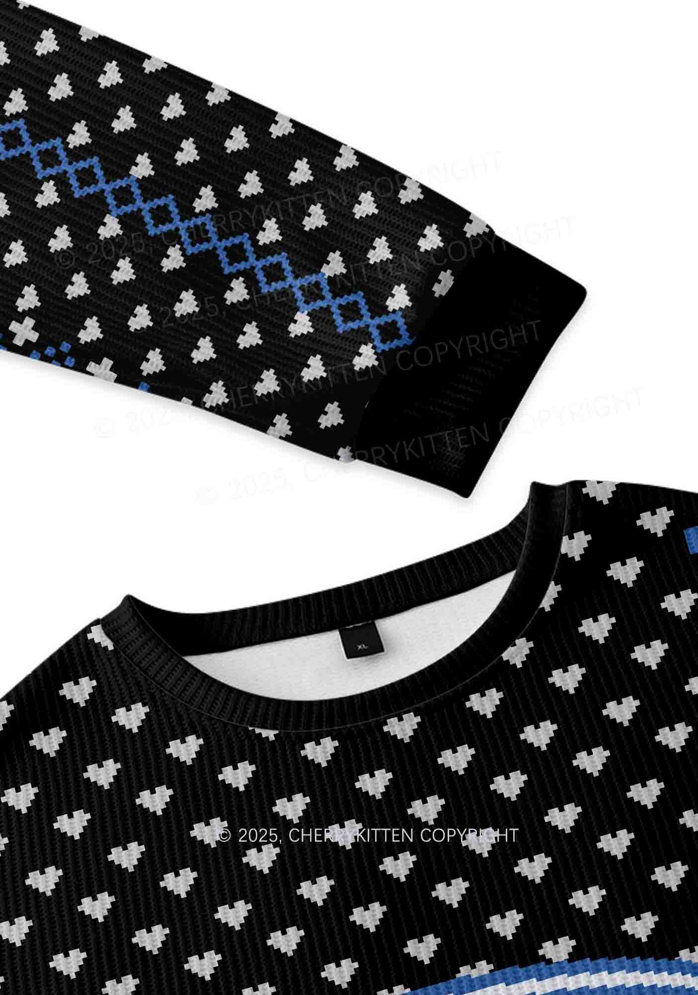 Blue Faggot Pride Y2K Christmas Knit Sweatshirt Cherrykitten - Image 3