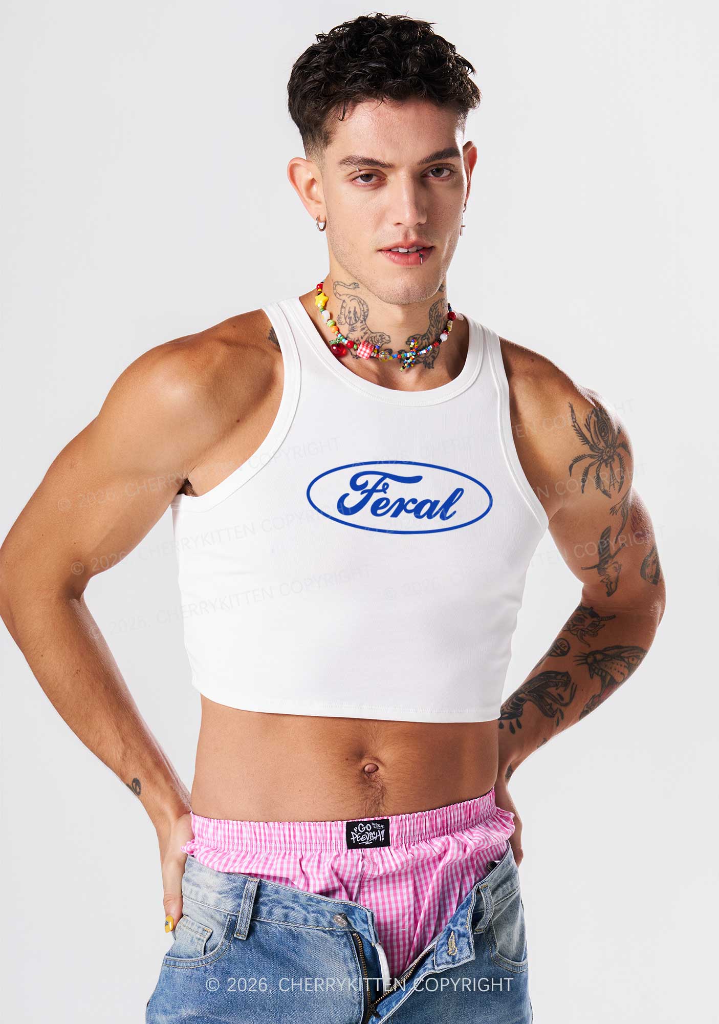 Blue Feral Y2K Crop Tank Top Cherrykitten - Image 2