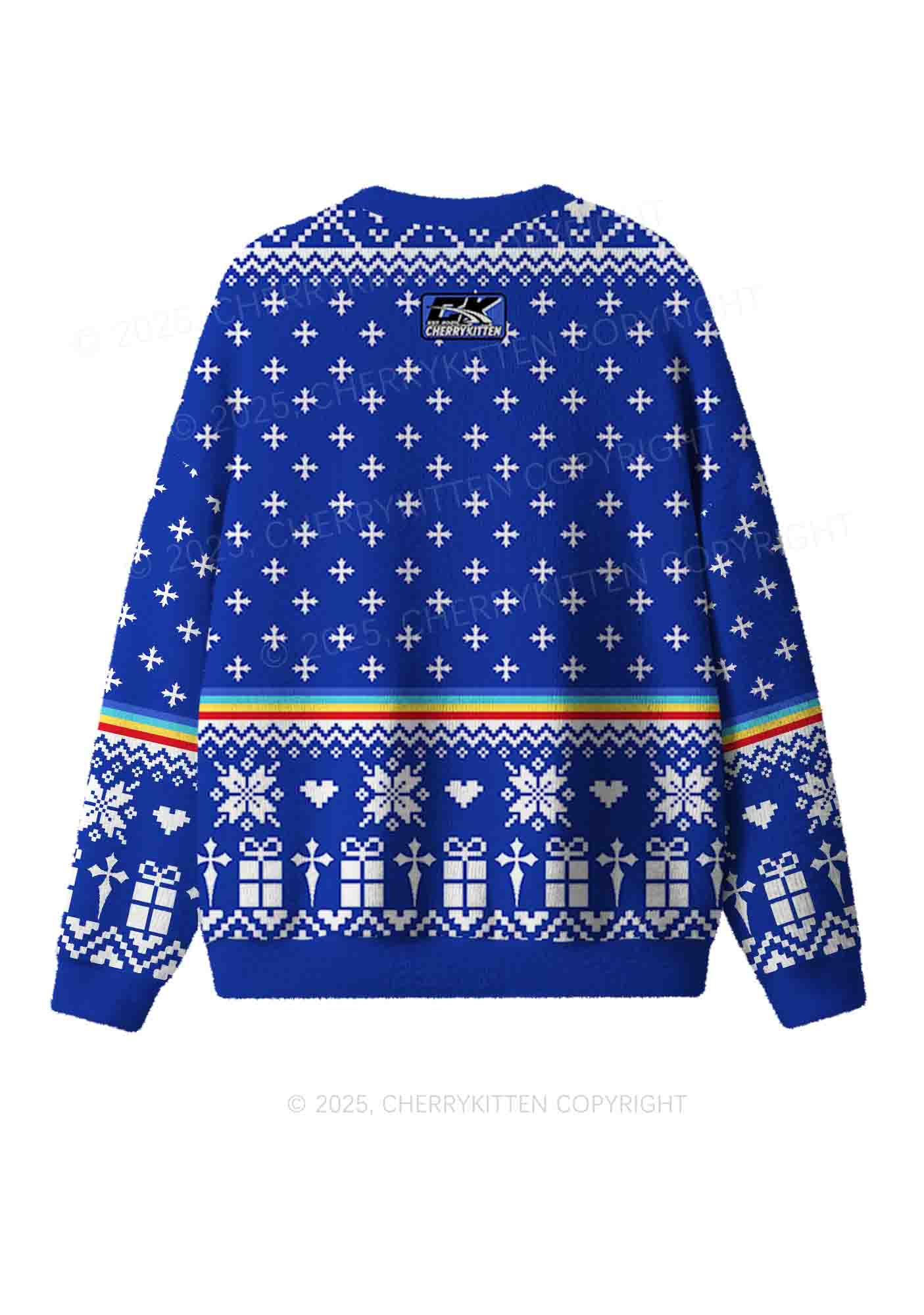 Blue Gods Favorite Fag Pride Y2K Christmas Knit Sweatshirt Cherrykitten - Image 2
