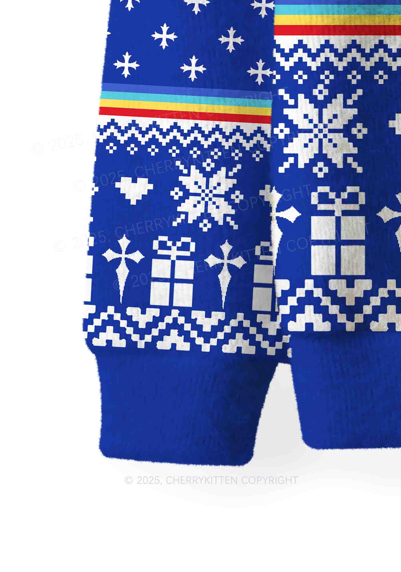 Blue Gods Favorite Fag Pride Y2K Christmas Knit Sweatshirt Cherrykitten - Image 4