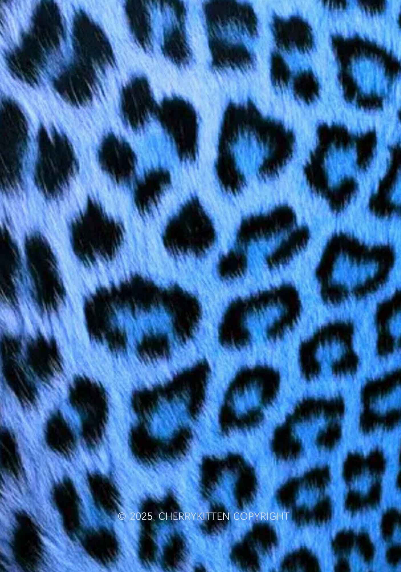 Blue Leopard Y2K Print Mini Layered Skirt Cherrykitten - Image 2