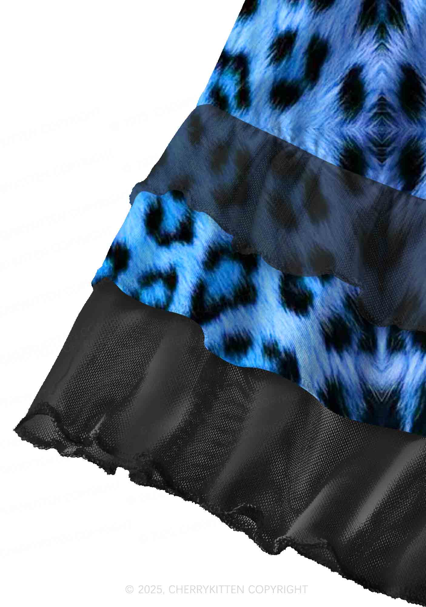 Blue Leopard Y2K Print Mini Layered Skirt Cherrykitten - Image 3