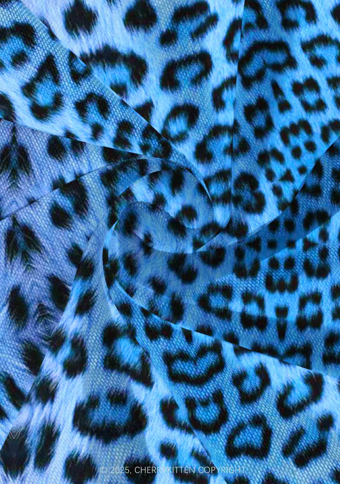 Blue Leopard Y2K Print Mini Layered Skirt Cherrykitten - Image 4