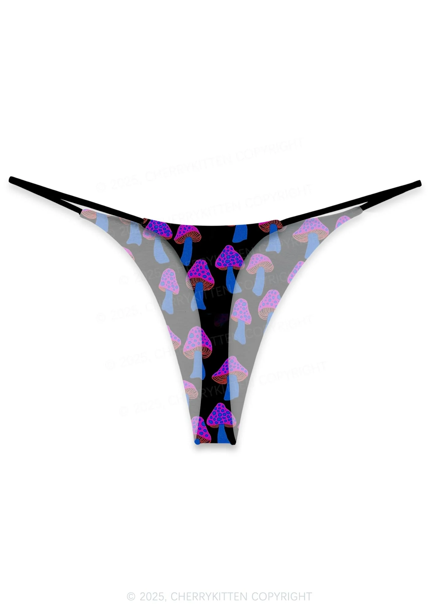 Blue Mushroom Y2K Print Bikini String Thong Cherrykitten - Image 2