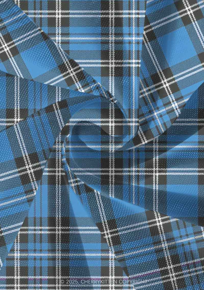 Blue Plaid Y2K Print Mini Layered Skirt Cherrykitten - Image 4