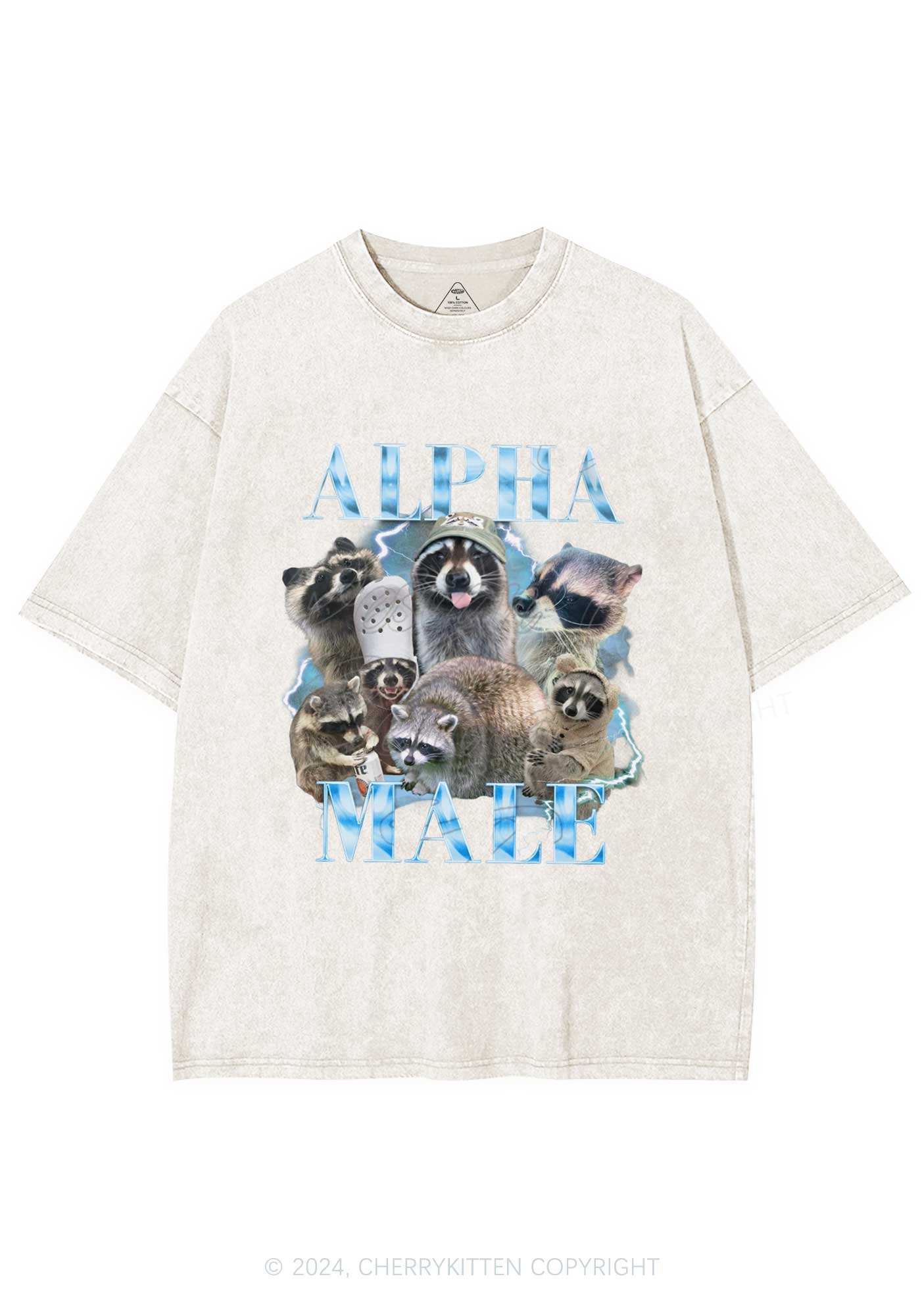 Blue Raccoons Alpha Male Y2K Washed Tee Cherrykitten - Image 5