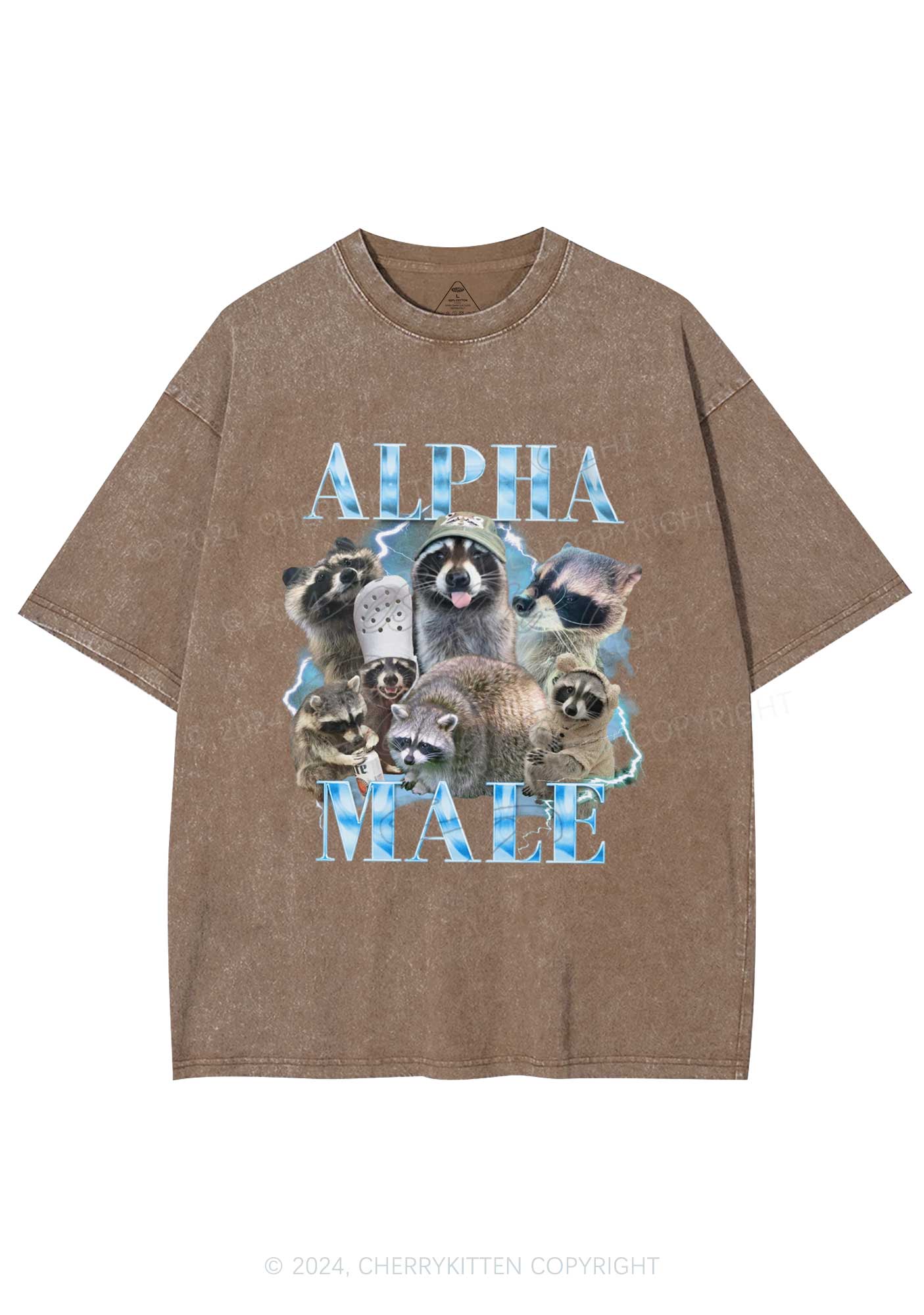 Blue Raccoons Alpha Male Y2K Washed Tee Cherrykitten - Image 6