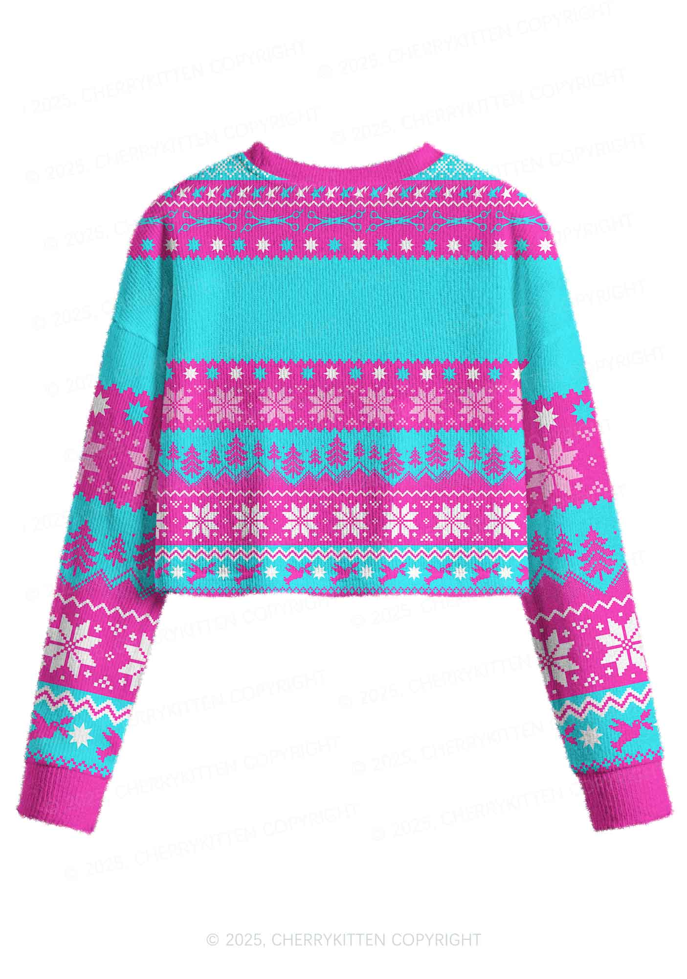 Blue Scissor Pride Y2K Christmas Crop Knit Sweatshirt Cherrykitten - Image 2