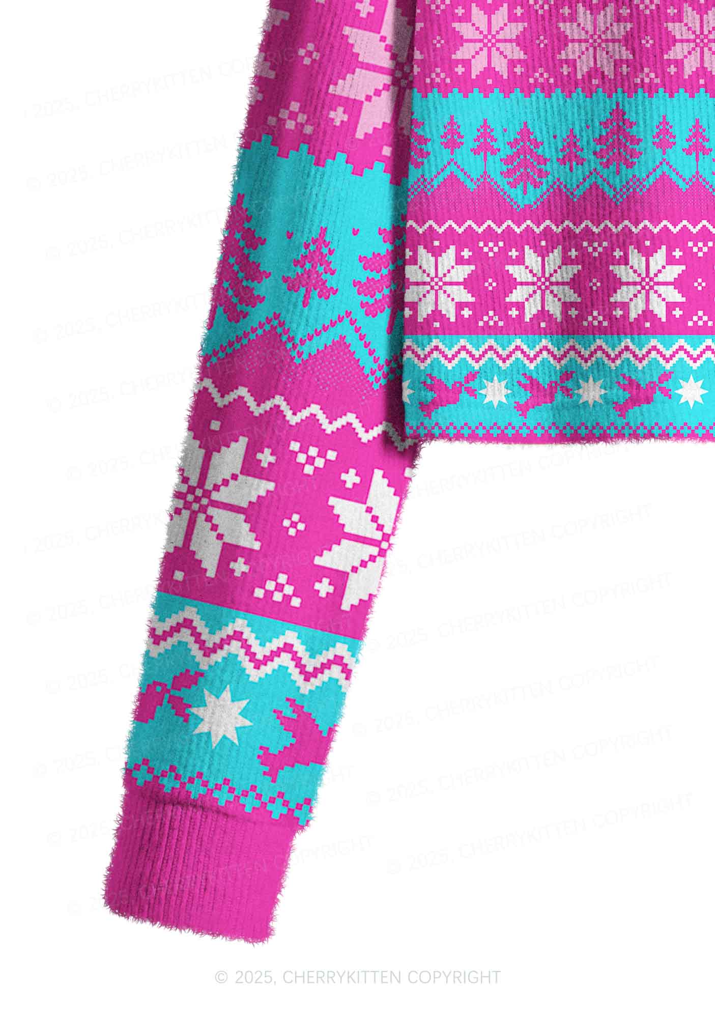 Blue Scissor Pride Y2K Christmas Crop Knit Sweatshirt Cherrykitten - Image 5