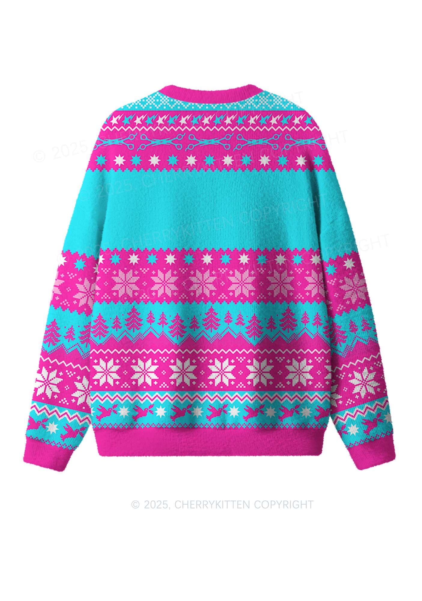 Blue Scissor Pride Y2K Christmas Knit Sweatshirt Cherrykitten - Image 2