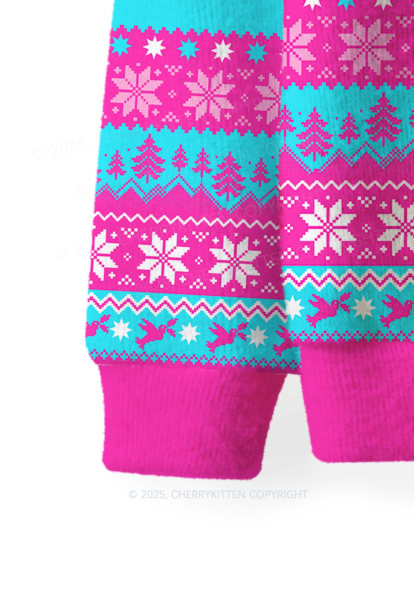 Blue Scissor Pride Y2K Christmas Knit Sweatshirt Cherrykitten - Image 4