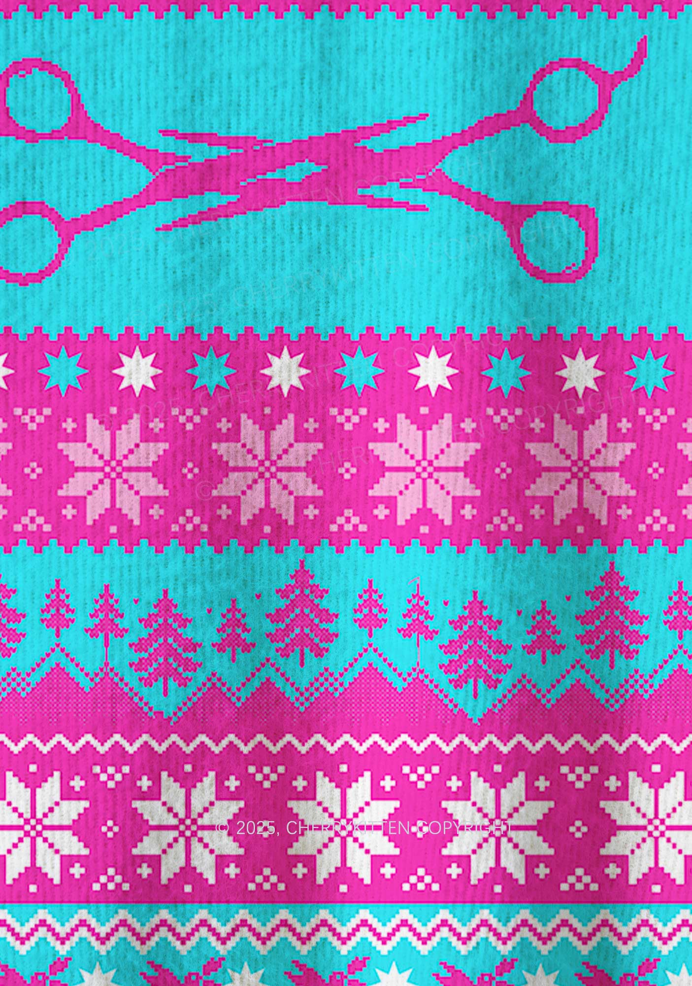 Blue Scissor Pride Y2K Christmas Knit Sweatshirt Cherrykitten - Image 6