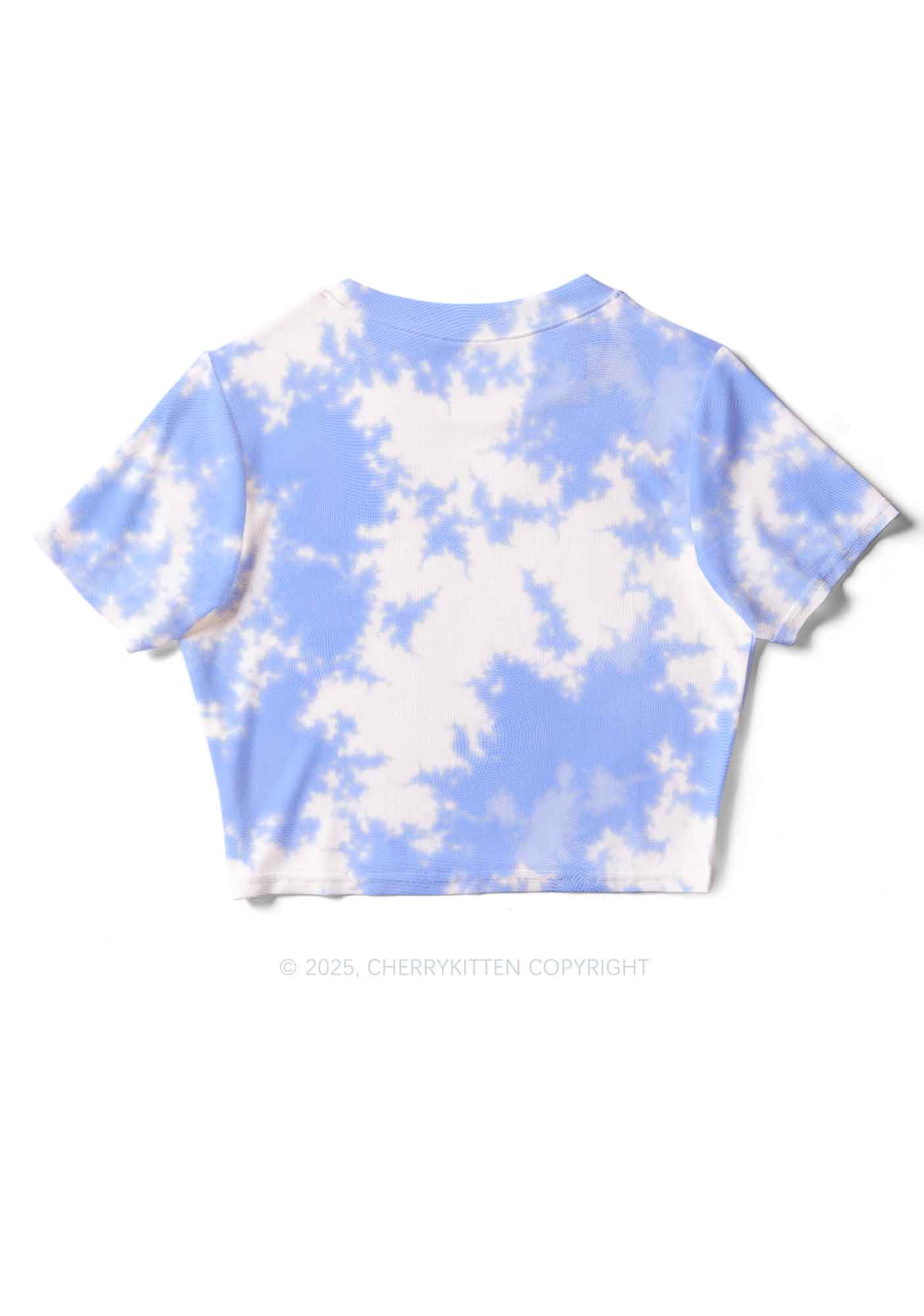 Blue Sky White Clouds Y2K Mesh Crop Top Cherrykitten - Image 4