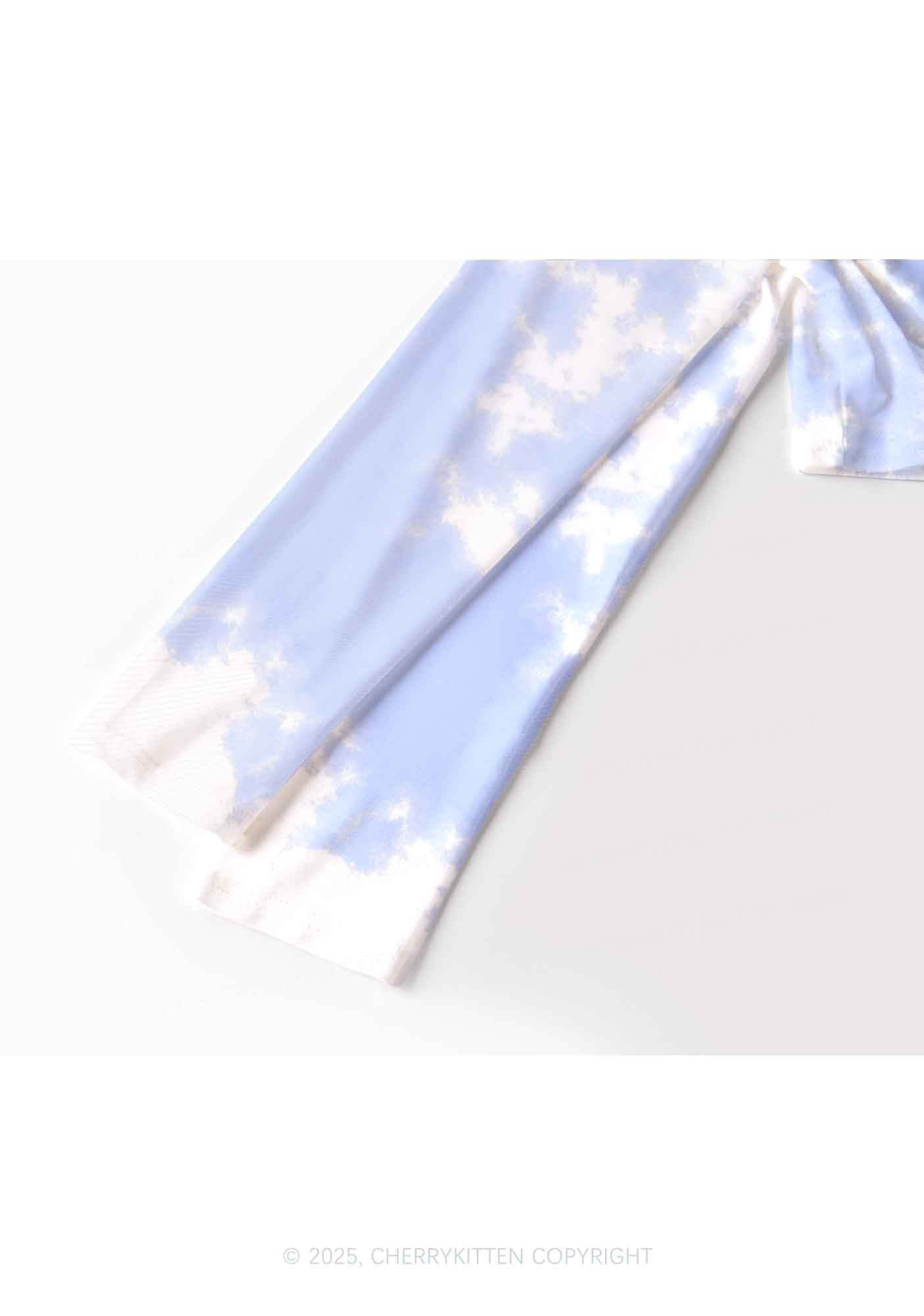 Blue Sky White Clouds Y2K Mesh Long Sleeve Crop Top Cherrykitten - Image 3