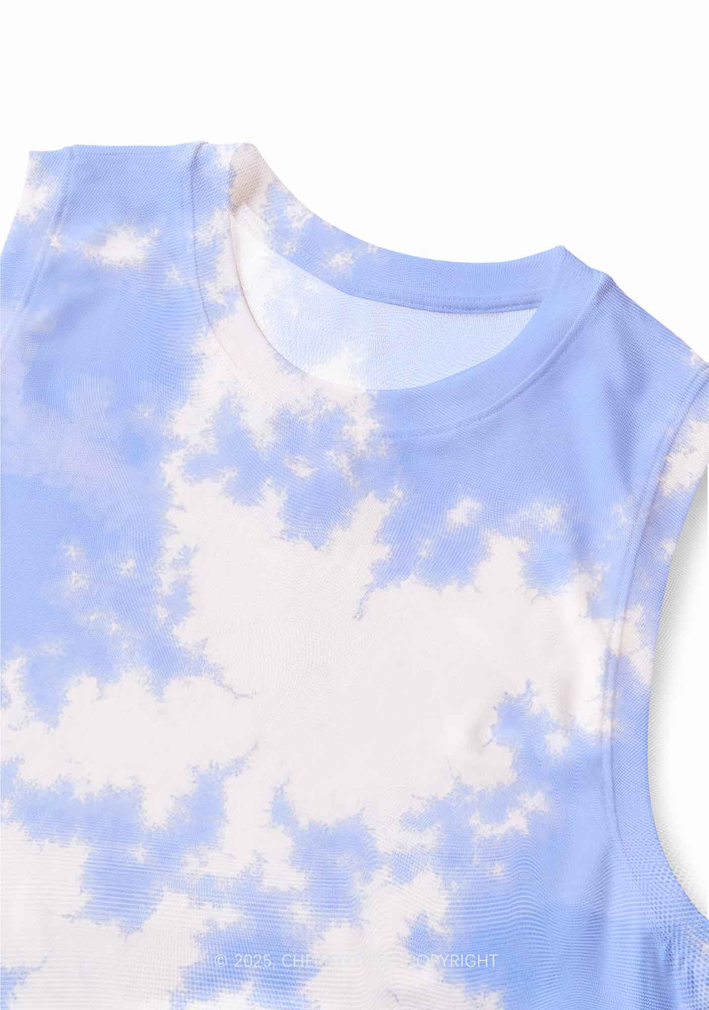 Blue Sky White Clouds Y2K Mesh Muscle Tank Cherrykitten - Image 2