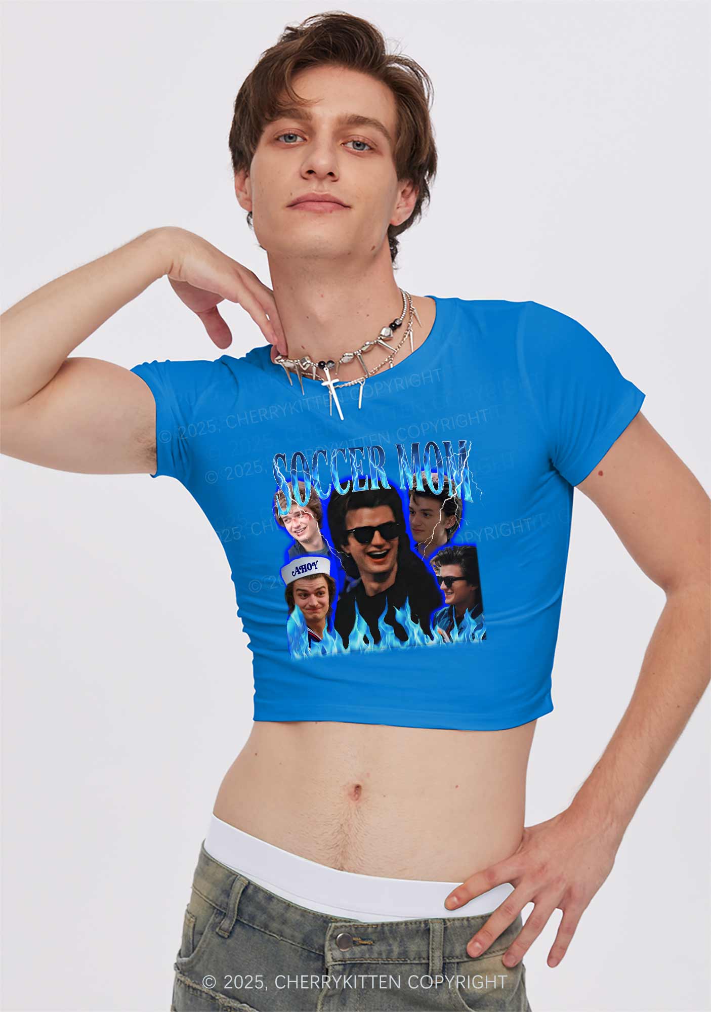 Blue Soccer Mom Y2K Baby Tee Cherrykitten - Image 2
