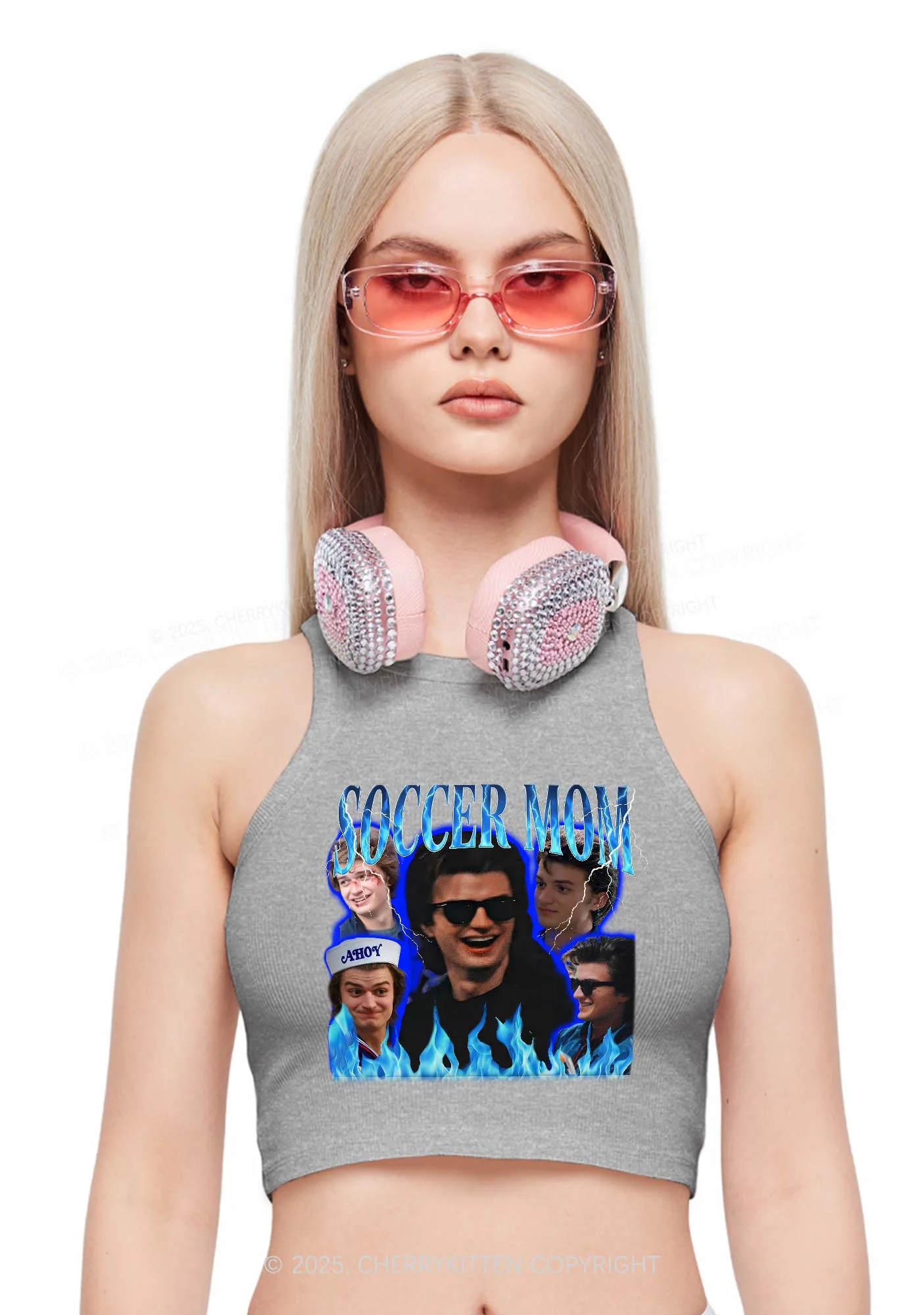 Blue Soccer Mom Y2K Crop Tank Top Cherrykitten - Image 2
