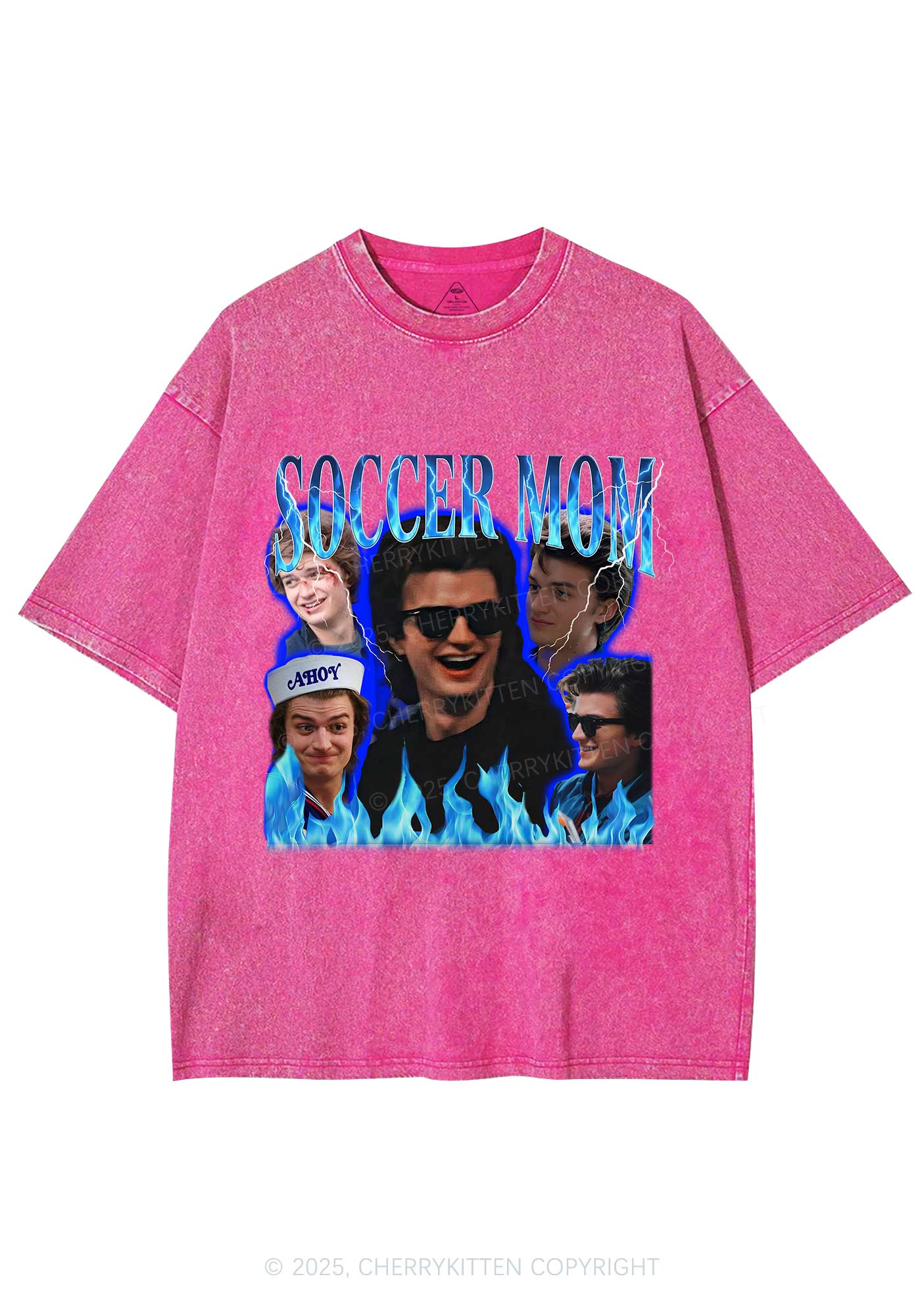 Blue Soccer Mom Y2K Shirts Washed Tee Cherrykitten - Image 3